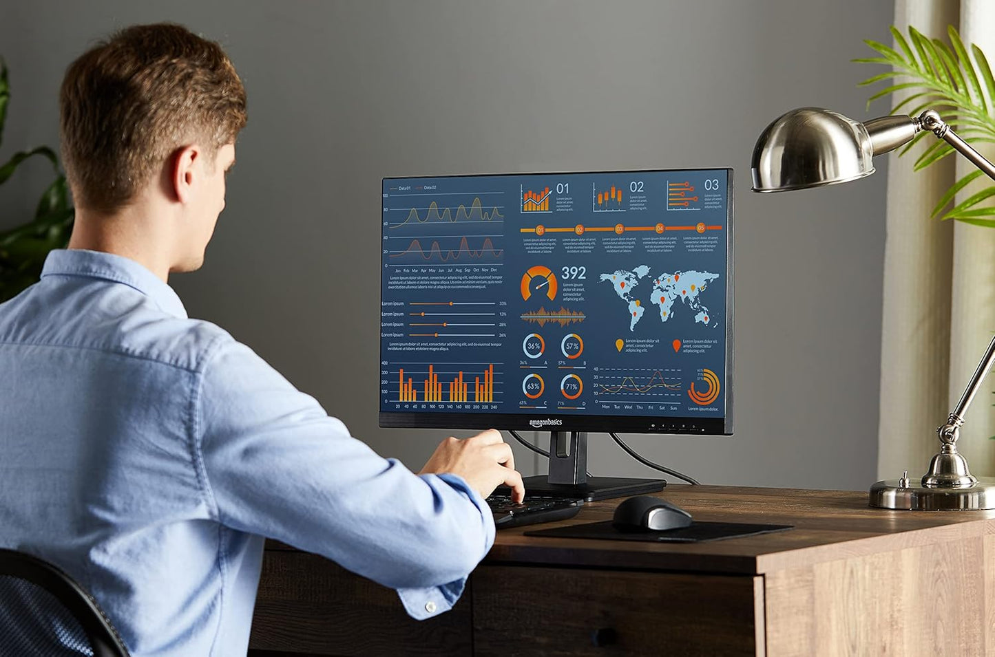 24-Inch IPS Monitor 75 Hz Powered with AOC Technology FHD 1080P HDMI, Display Port and VGA Input VESA Compatible Built-In Speakers for Office and Home, Black