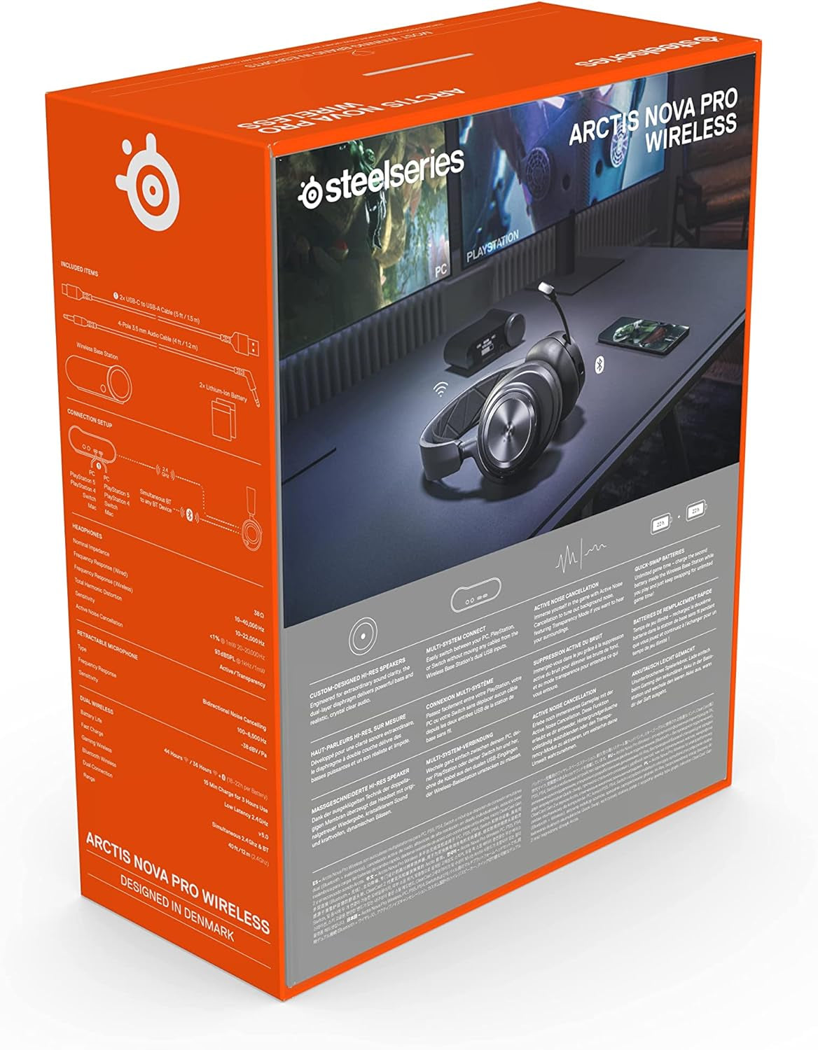 Arctis Nova Pro Wireless Multi-System Gaming Headset - Premium Hi-Fi Drivers - Active Noise Cancellation - Infinity Power System - Stealth Retractable Mic - PC, PS5/PS4, Switch, Mobile