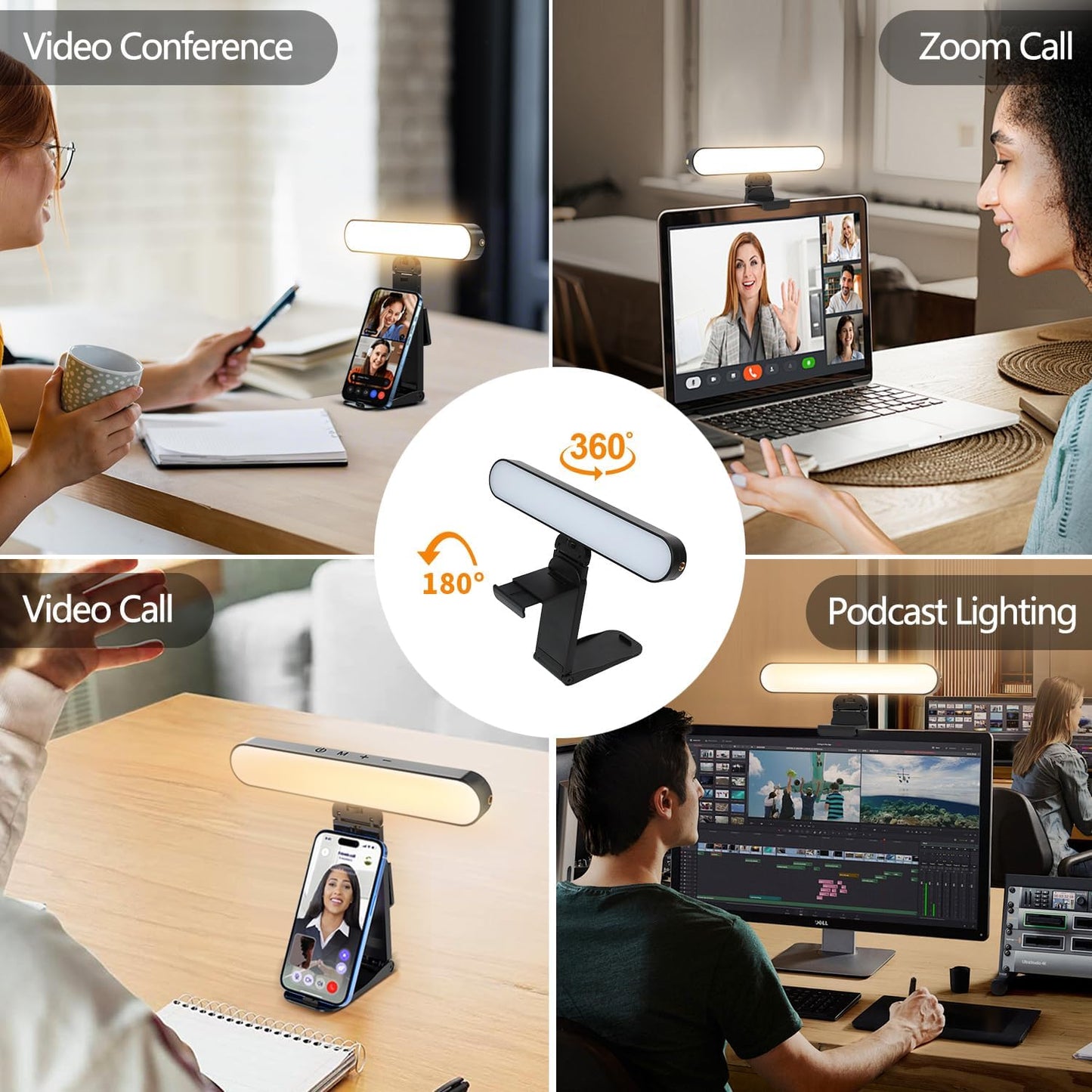 Selfie Light for Phone, LED Streaming Lighting with Remote and Touch Control, Fill Selfie Ring Light for Laptop, Computer Phone Ring Light for Video Recording/Conference/Live Streaming/Make Up