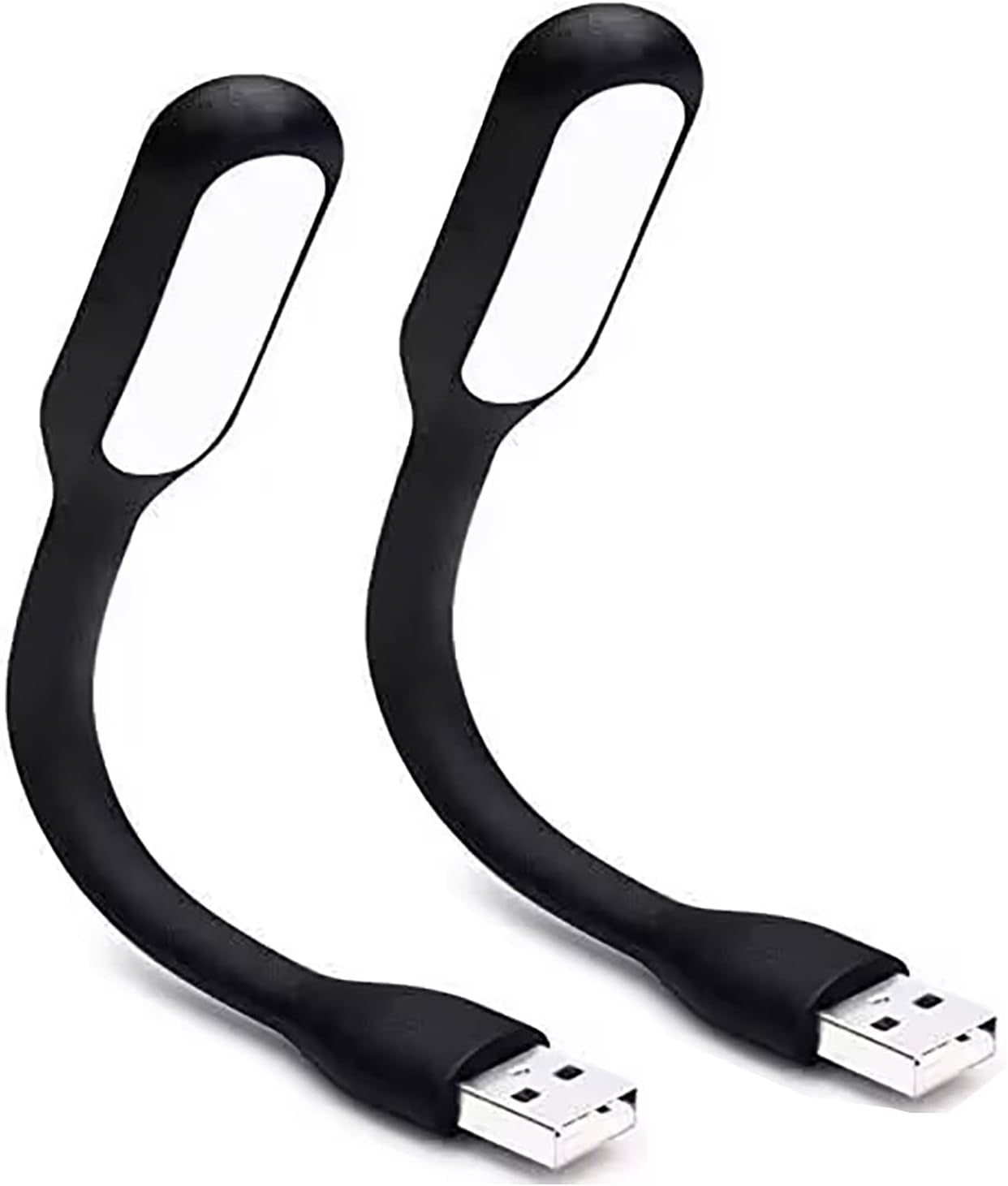Mini Flexible Light, Portable USB Led Reading Night Lamp for PC Laptop Computer Notebook Power Bank - 2 Pack (Black)