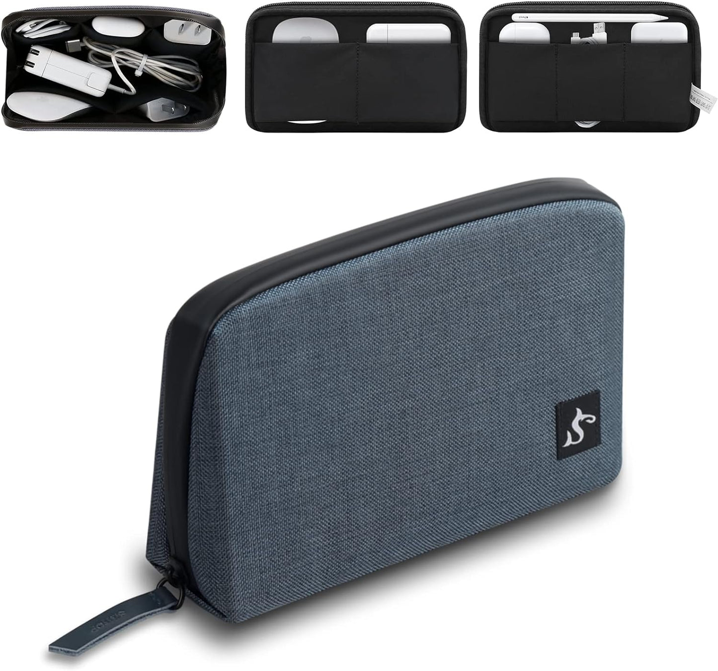 Electronic Organizer Travel Case β Waterproof Cable Bag for Cord, Charger, Hard Disk, Power Bank β Small Tech Storage for Travel, Backpack, Business Trip, Airplane (Blue)
