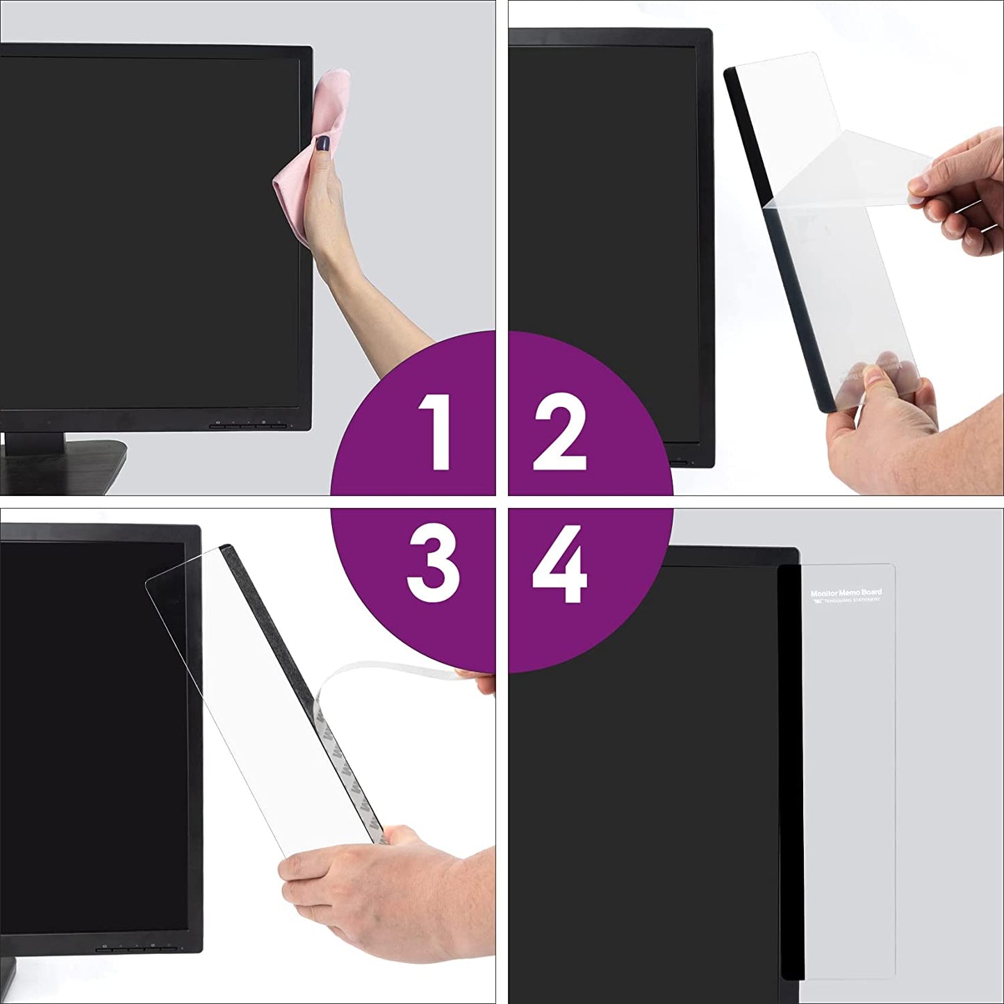 Office Desk Accessories 2Pcs Computer Monitor Memo Board Message Board Supplies for Women Men Sticky Note Holder Home Desktop Decor