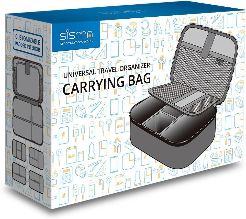 Electronics Cords Organizer Tech Accessories Storage Case Travel Small Carrying Bag for Charging Cables Adapter USB Plugs Power Cord Leads - Grey 1680D