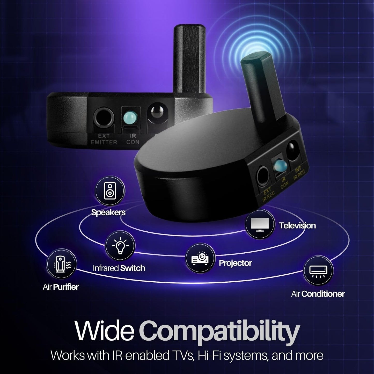 TNP Wireless IR Repeater Kit - Universal Remote Control Infrared Transmitter and Receiver with Head Eye IR Blaster Kit Emitter Booster Cable for Remote Control of TV, Cable Box, CD DVD Blu-Ray Player