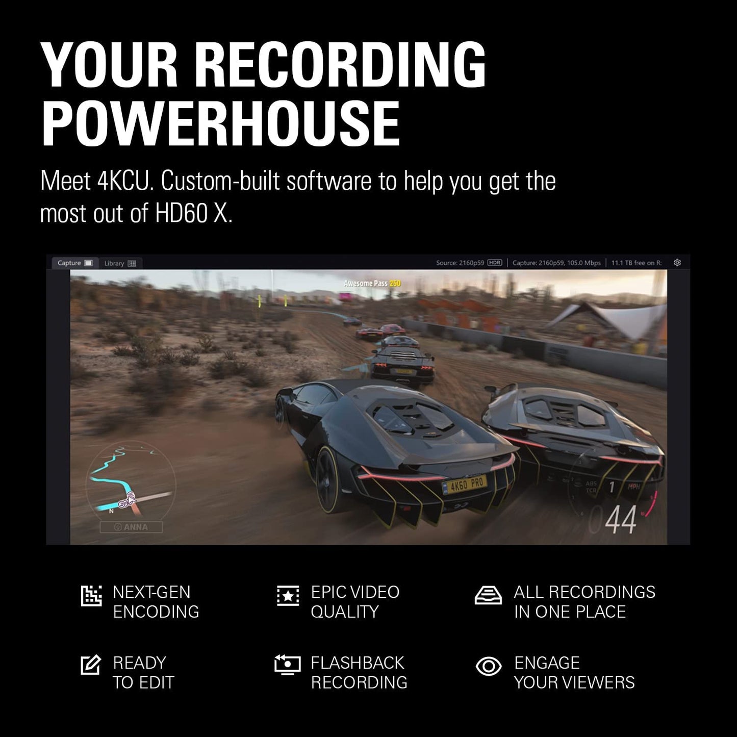HD60 X - Stream and Record in 1080P60 HDR10 or 4K30 with Ultra-Low Latency on Ps5/Pro, Ps4/Pro, Xbox Series X/S, Xbox One X/S, in OBS and More, Works with PC and Mac