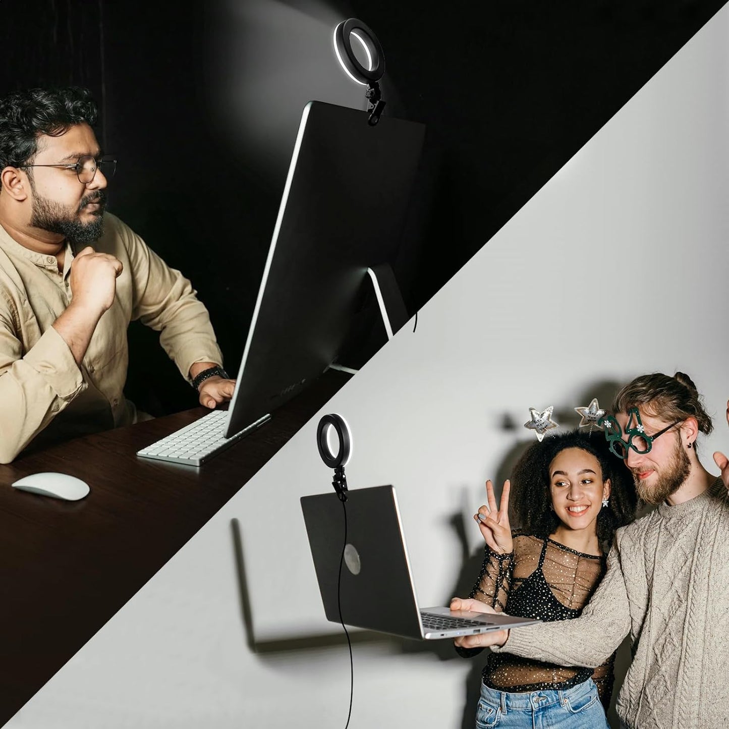 Ring Light Clip on Laptop Monitor, Webcam Light 10 Brightness Level Video Conference Lighting for Remote Working/Zoom Calls/Self Broadcasting/Live Streaming/Video Recording/Tiktok
