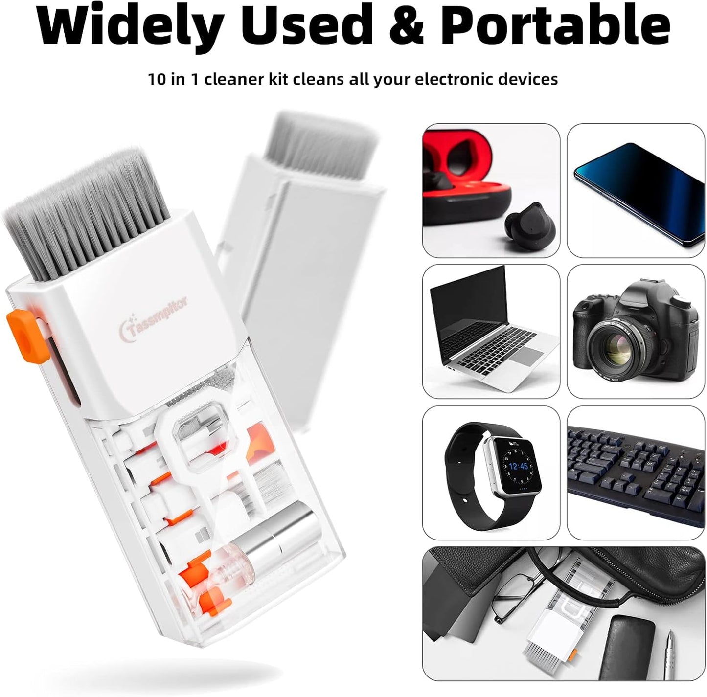 Keyboard Cleaner Laptop Cleaning Kit, All-In-One Keyboard Cleaning Kit, Laptop Cleaner Tool for Macbook Ipad Iphone Computer, Portable Electronics Brush Tool for Tablet PC Camera Lens Earbuds Monitor