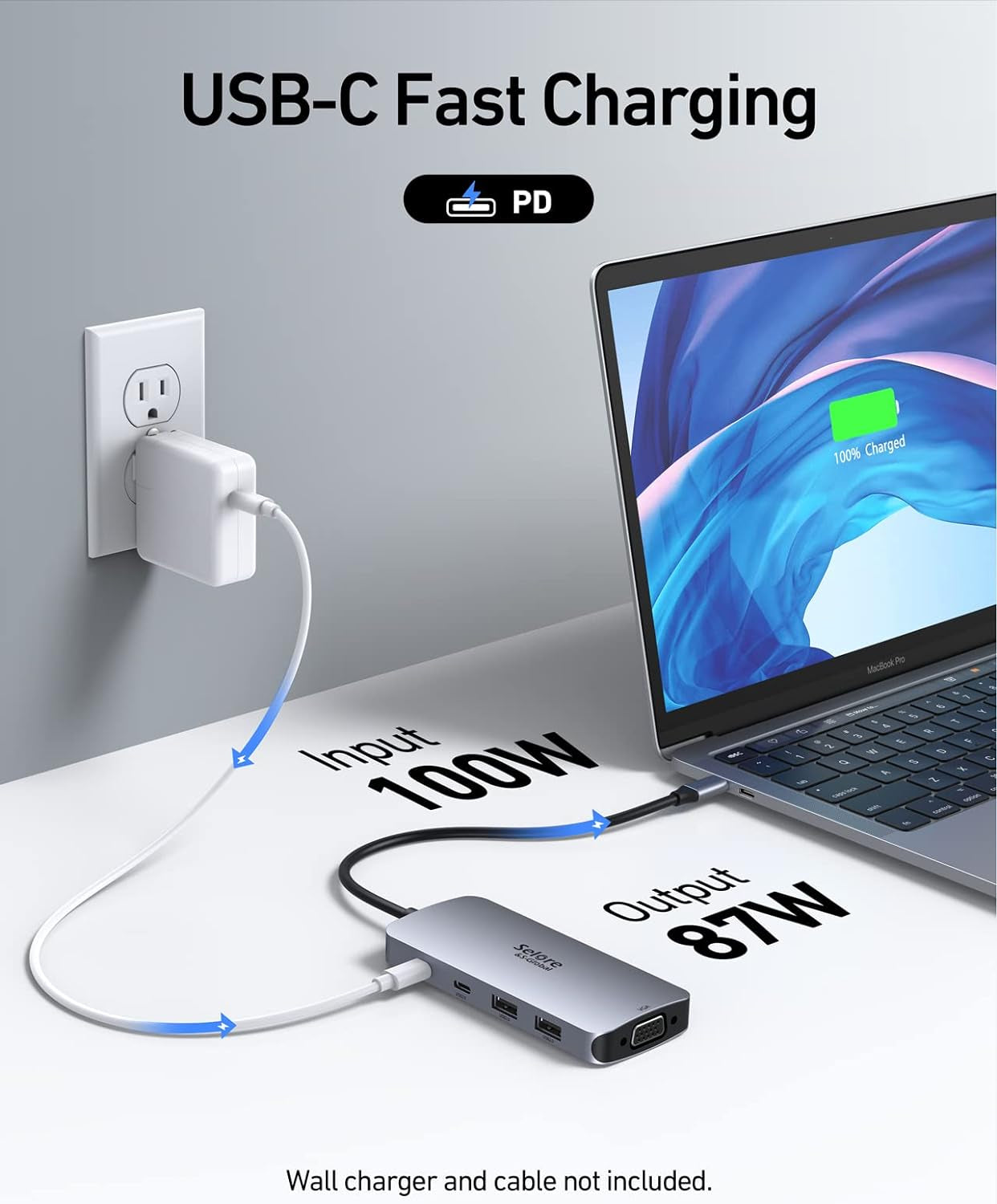 USB C Docking Station Dual HDMI Monitor Adapter, Selore USB C Hub 3 Monitors Adapter with Dual HDMI, Displayport, VGA, 100W PD Charging, 3USB 2.0 Ports Adapter for Dell XPS, HP, Lenovo, Etc