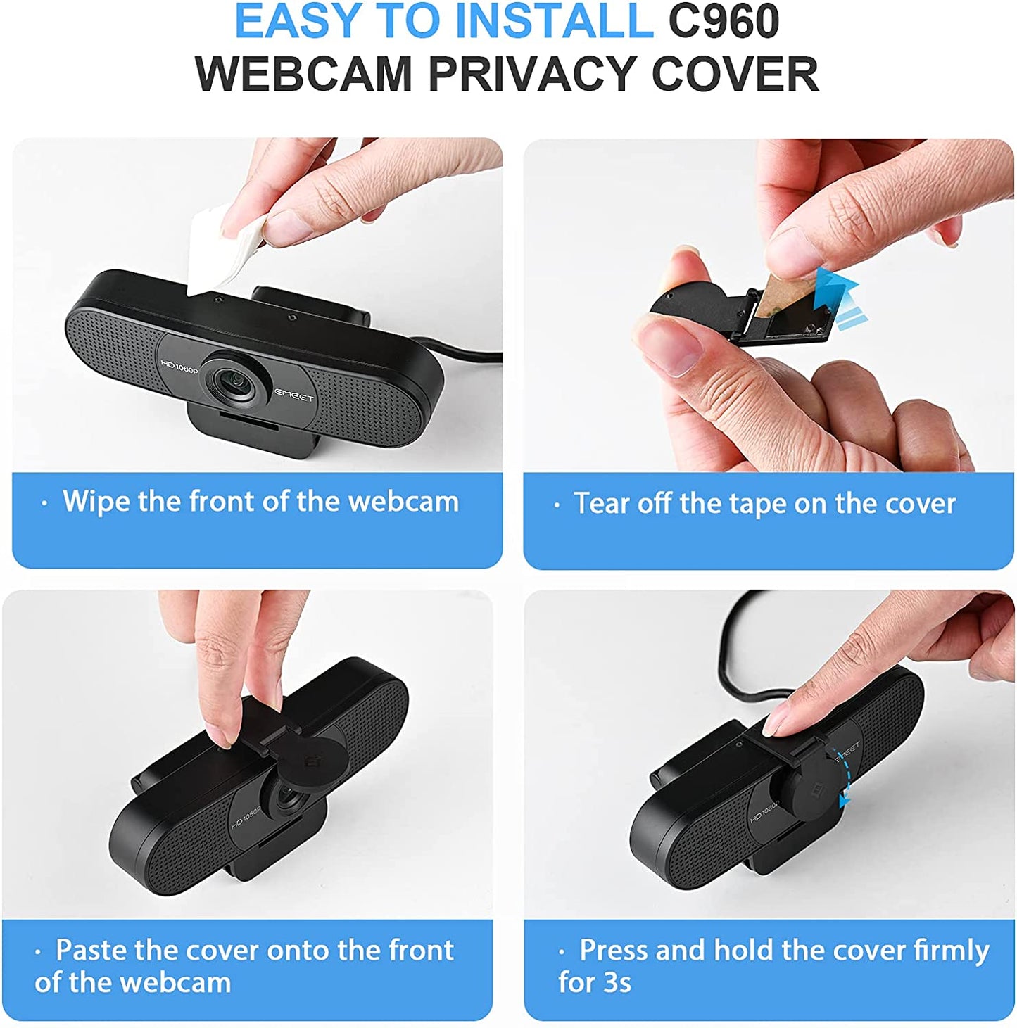 1080P Webcam with Microphone, C960 Web Camera, 2 Mics Streaming Webcam, 90Β°FOV Computer Camera, Plug and Play USB Web Cam for Online Calling/Conferencing, Zoom/Skype/Facetime/Youtube, Laptop/Pc