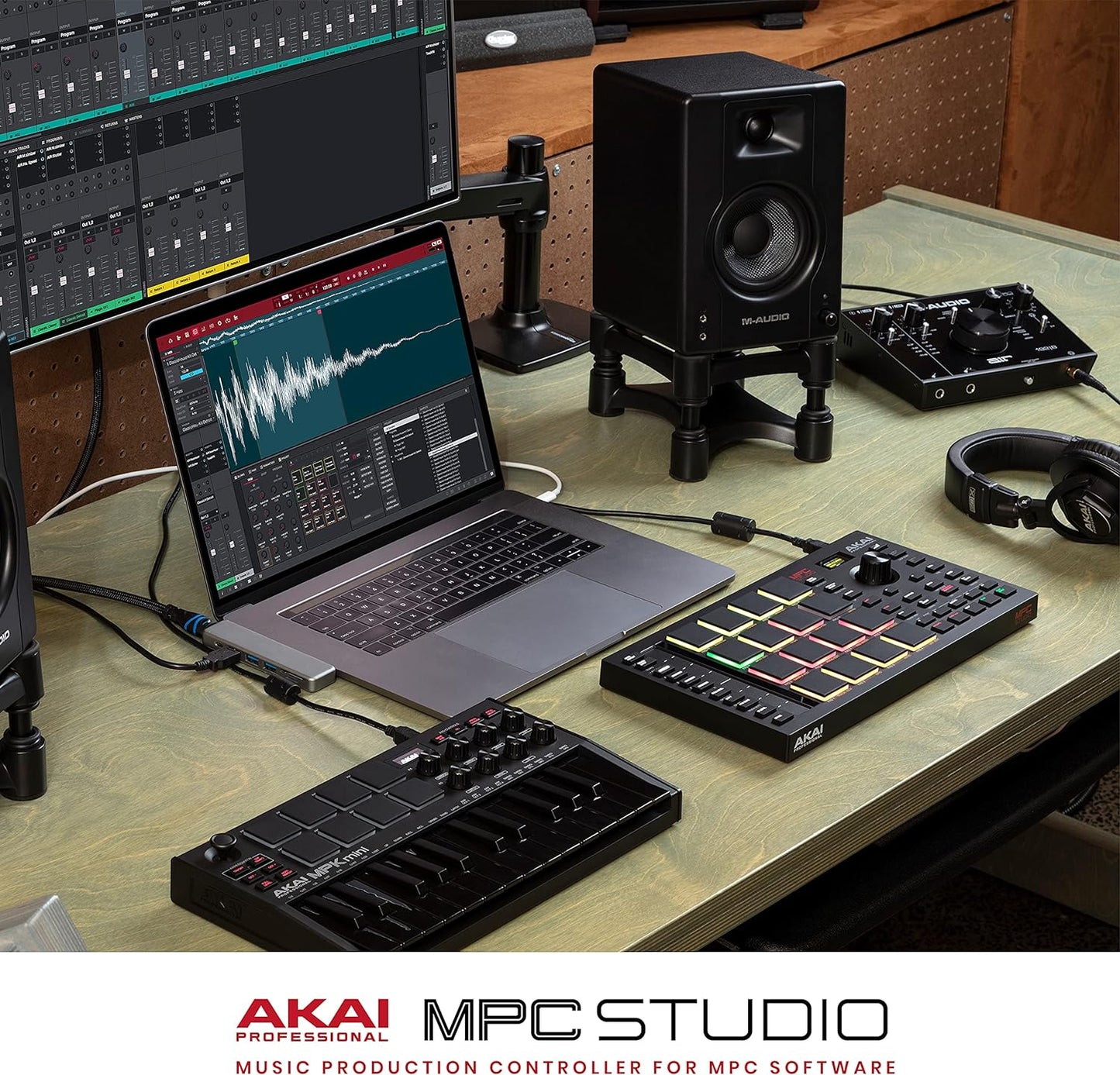 MPC Studio MIDI Controller Beat Maker with 16 Velocity Sensitive RGB Pads, Full MPC 2 Software, Assignable Touch Strip & LCD Display