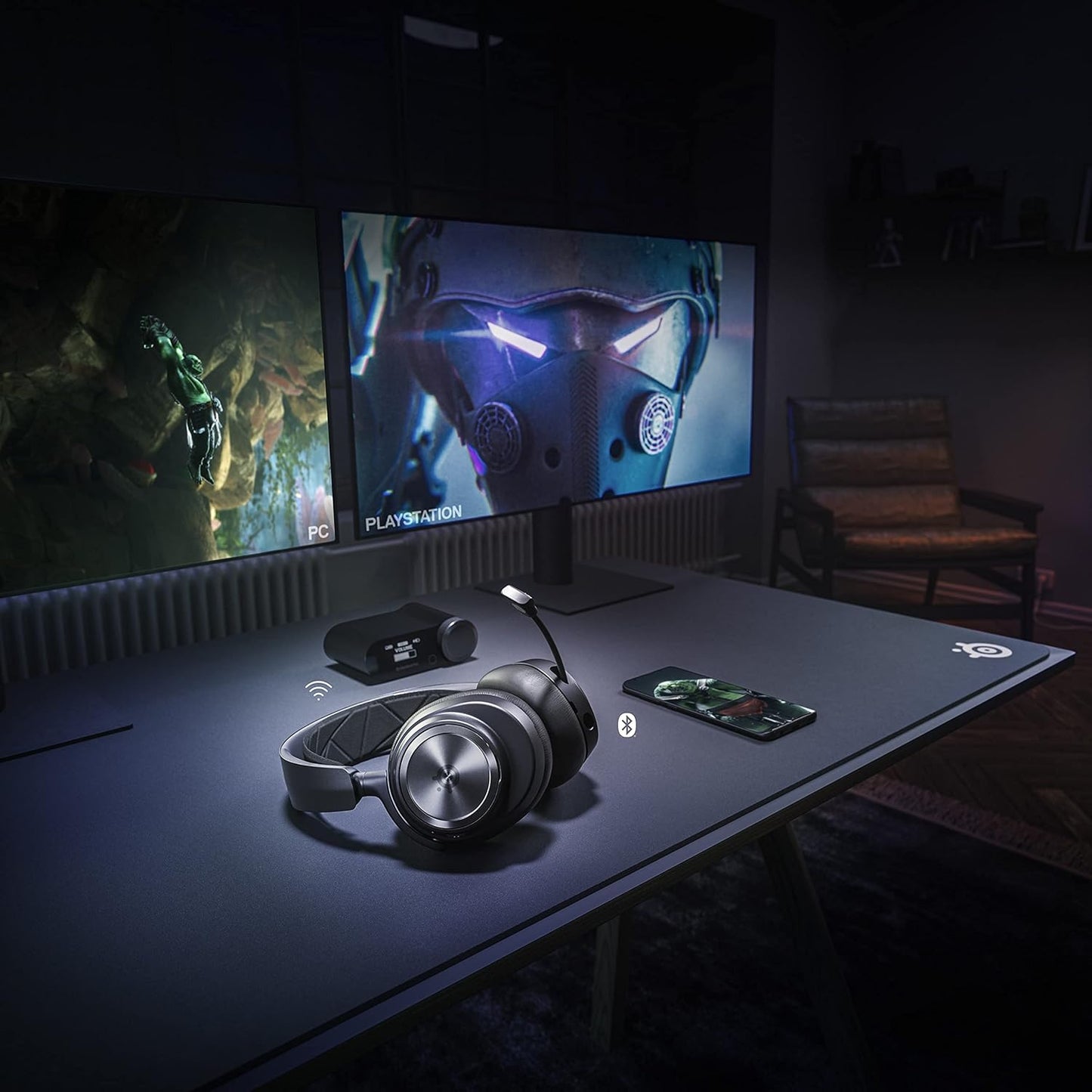 Arctis Nova Pro Wireless Multi-System Gaming Headset - Premium Hi-Fi Drivers - Active Noise Cancellation - Infinity Power System - Stealth Retractable Mic - PC, PS5/PS4, Switch, Mobile