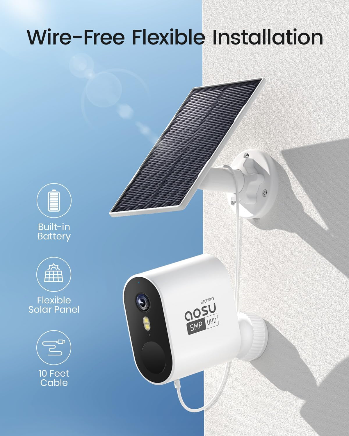 3K/5MP Solar Security Cameras Outdoor Wireless, Ultra HD Video Home Security System 4-Cam Kit with 166Β° Ultra Wide Angle, Cam-To-Cam Sync, Color Night Vision, Spotlight & Siren, No Monthly Fees