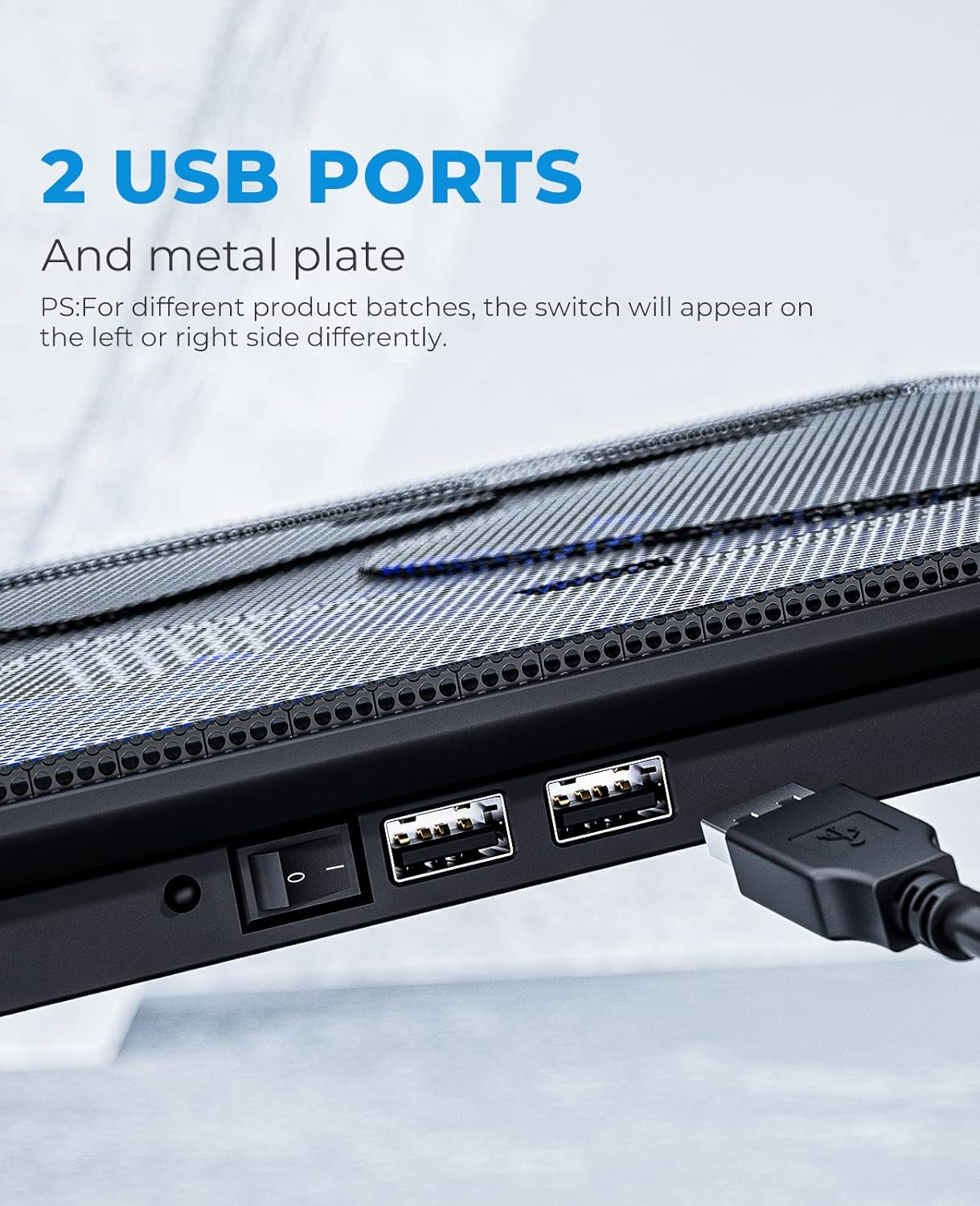 HV-F2056 15.6"-17" Laptop Cooler Cooling Pad - Slim Portable USB Powered (3 Fans), Black/Blue