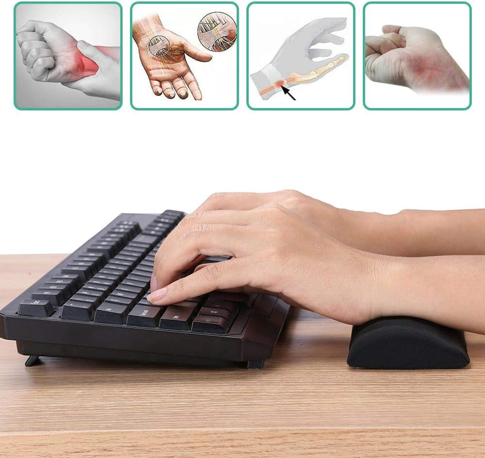 Memory Foam Keyboard Wrist Rest&Mouse Wrist Rest, Ergonomic Design Wrist Pad for Computer Keyboard Laptop Wrist Support, Arm Rest for Desk Accessories in Home Office School(Black)