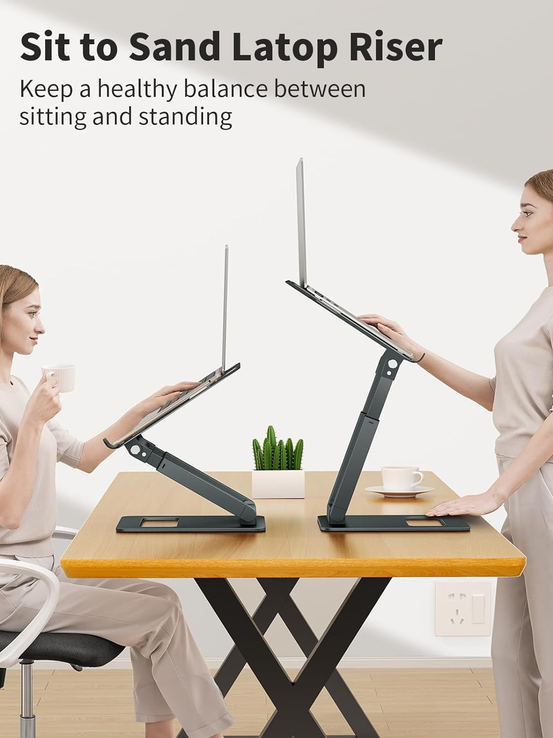 Laptop Stand for Desk Adjustable Height, Telescopic 360 Rotating Pull Out Design Ergonomic Laptop Riser Fits All Macbook, Laptops -Gray