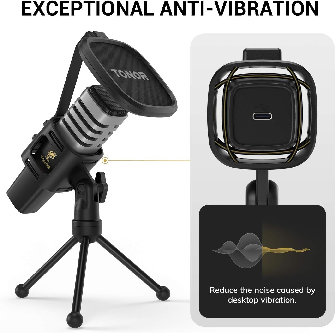 USB Microphone for PC, Cardioid Condenser Computer Mic with Tripod Stand, Pop Filter, Shock Mount for Gaming, Streaming, Podcasting, Youtube