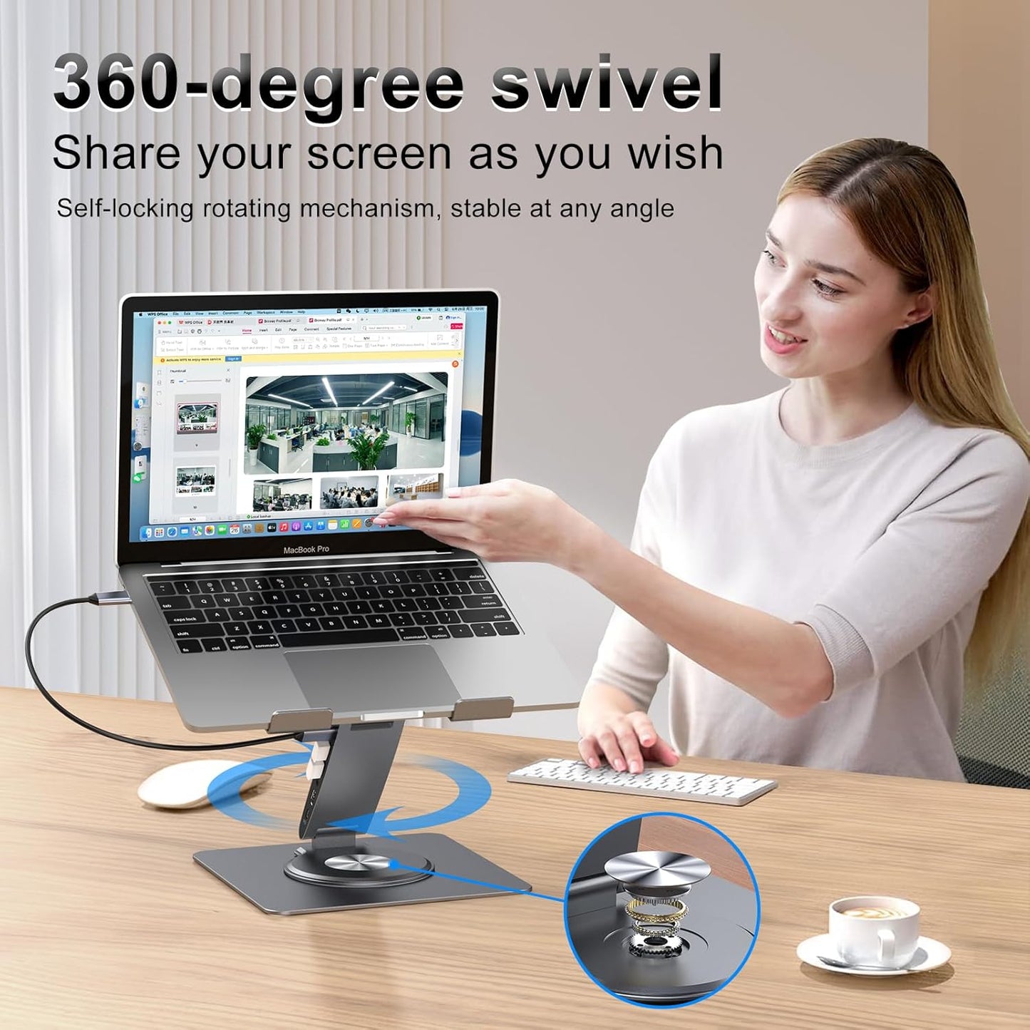 Laptop Docking Station for Macbook Pro/Air/Dell/Hp/Surface 11-In-1 USB C Hub 360°Rotatable Laptop Stand with USB Hub 4K HDMI USB 3.0 PD100W 3.5Mm Audio Jack RJ 45 TF/SD Reader Universal Laptop Dock