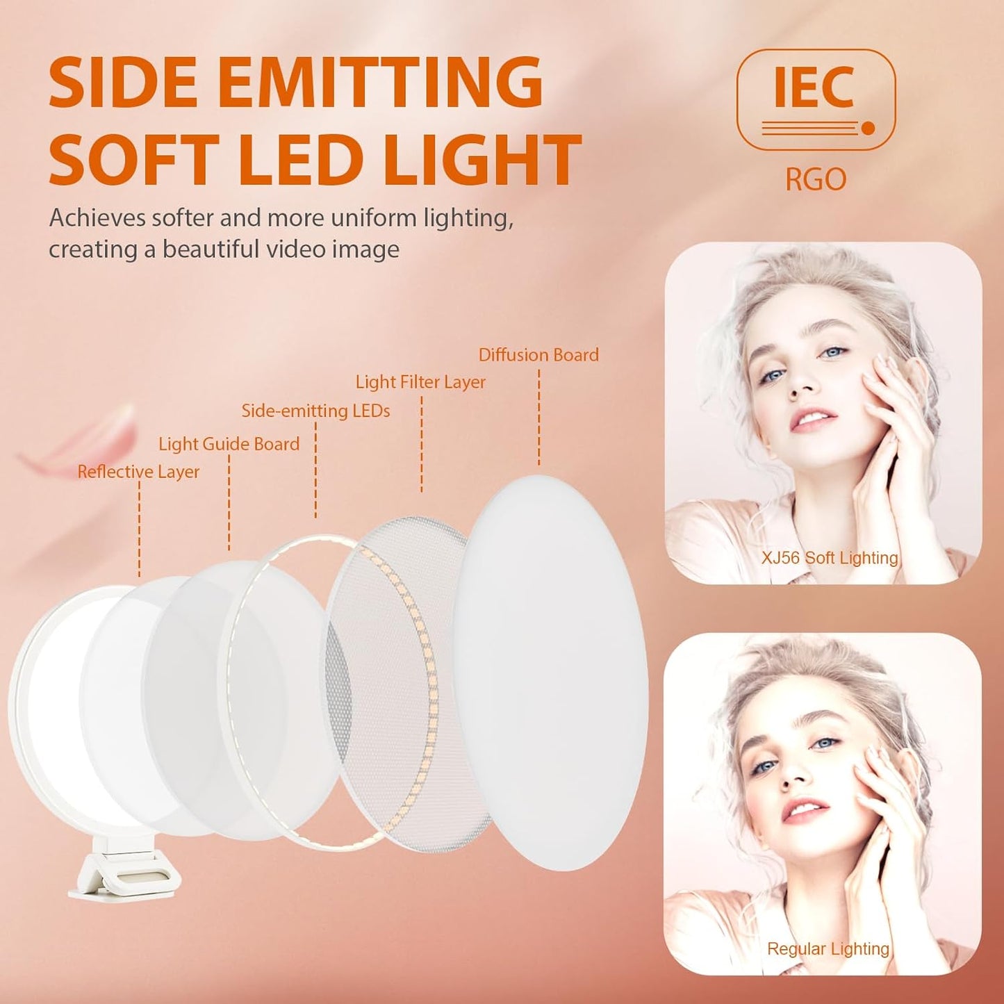 Clip-On Ring Light for Laptop & Phone, Upgraded 60-LED Full-Screen Anti-Glare Light with 3 Color Modes & Dimmable Brightness, Perfect for Zoom, Tiktok, Selfies, Video Calls