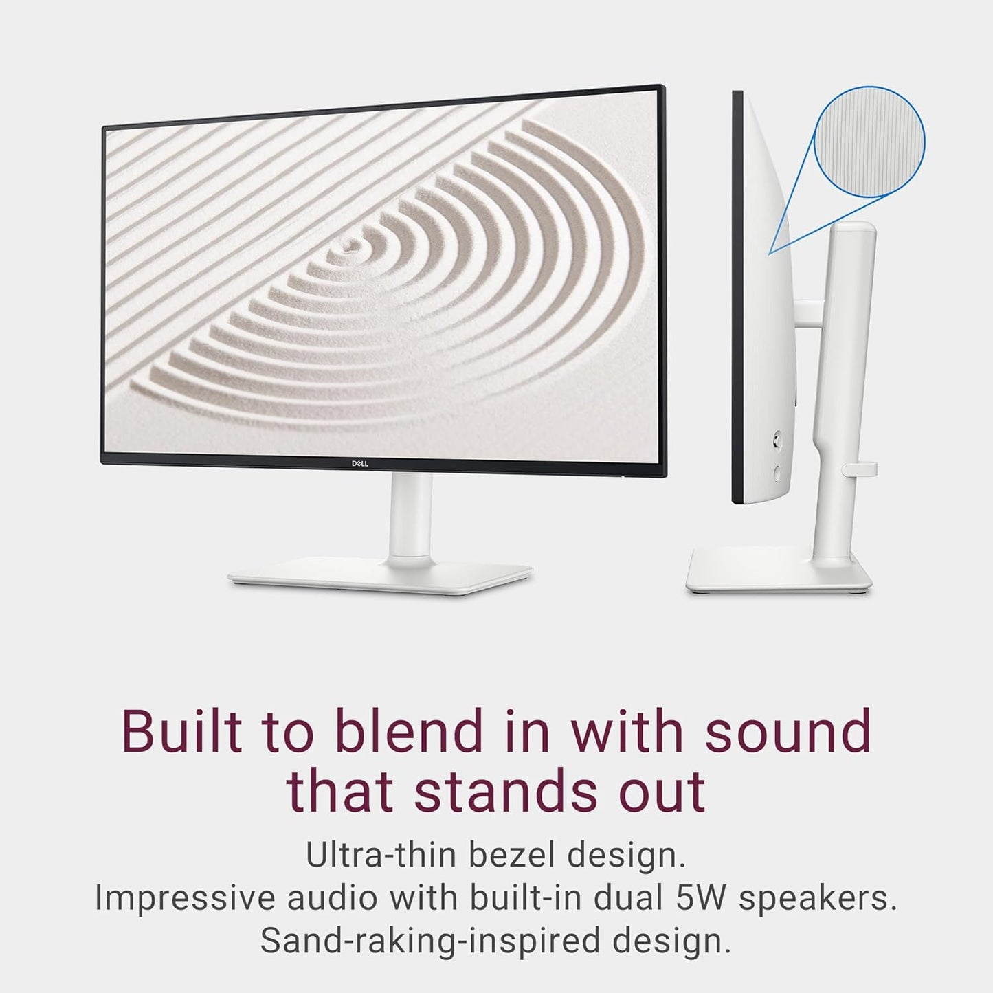 S2425HS Monitor - 23.8 Inch, FHD (1920X1080) Display, 100Hz Refresh Rate 1500:1 Contrast Ratio, TΓV Rheinland Eye Comfort 4 Star, Integrated 2X5W Speaker, Height/Tilt/Swivel/Pivot - Ash White