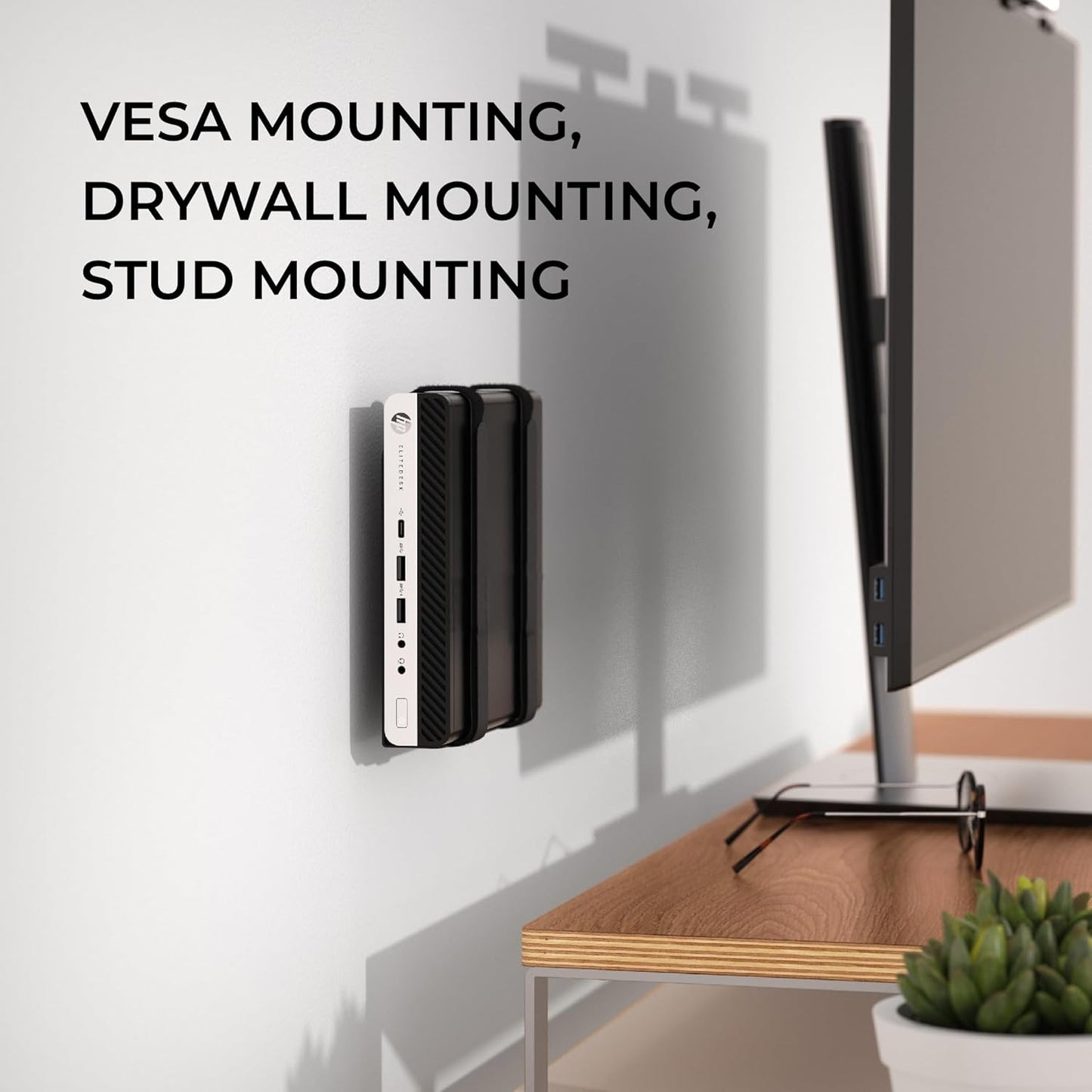 Universal Wall and VESA Mount, Adjustable Strap for Small Computers, UPS Units, Cable Boxes, Modems and Other Electronic Devices, Mounts on the Wall or Back of a Computer Monitor