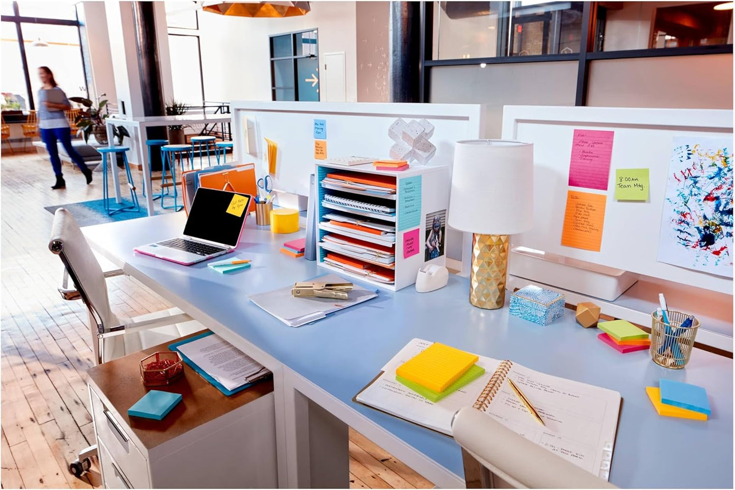 Super Sticky Notes, 24 Sticky Note Pads, 3 X 3 In., School Supplies, Office Products, Sticky Notes for Vertical Surfaces, Monitors, Walls and Windows, Energy Boost Collection