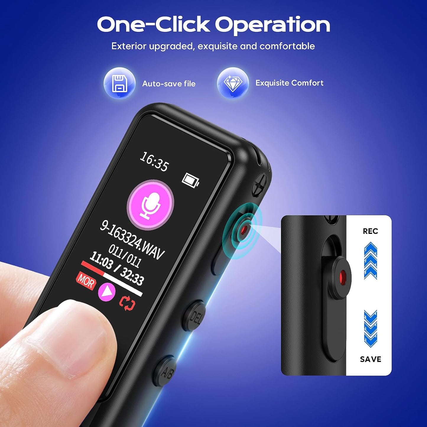 64GB Voice Recorder - Upgraded Digital Voice Activated Recorder with AI Noise Reduction Technology, Dictaphone Tape Recorder Device with Playback for Lectures Meetings/Classes/Interview