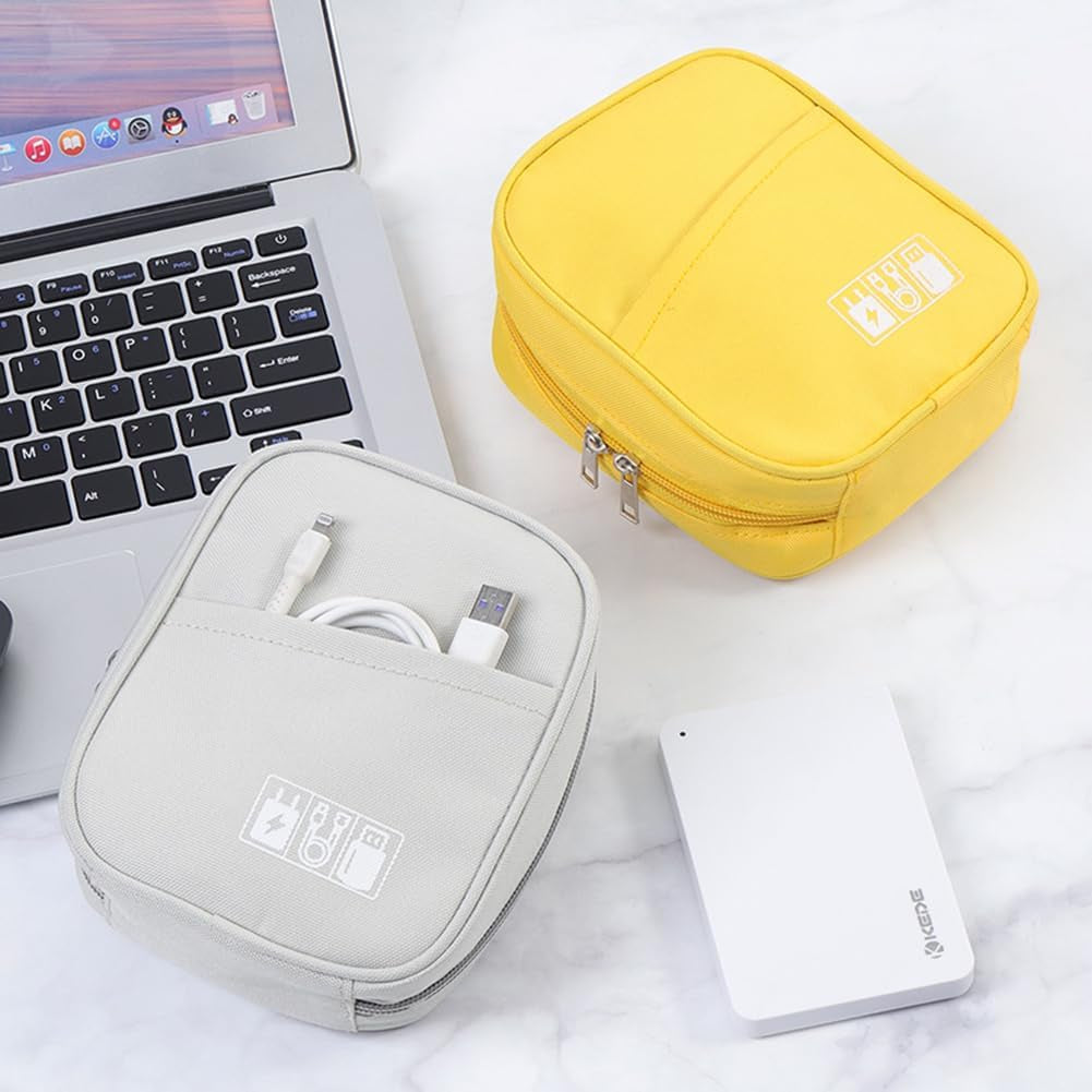 Storage Pouch for Small Electronics and Accessories,Tech Bag,Electronic Organizer Case Compatible with Macbook Laptop Charger,Mouse,Cables,Hub,Power Bank,Earphone,Toiletries Cosmetics (Grey)