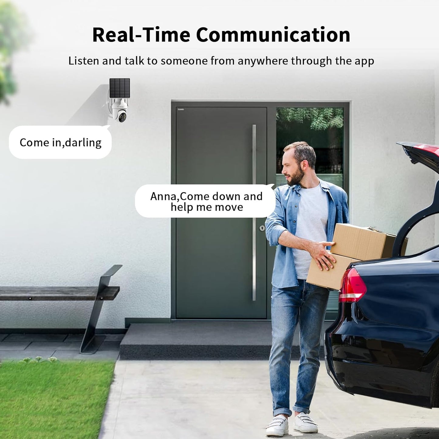 2K Solar Security Cameras Wireless Outdoor, 2 Pack 360Β° View Pan/Tilt Wifi Security Camera outside with Color Night Vision,Easy to Install, PIR Alarm, 2-Way Audio