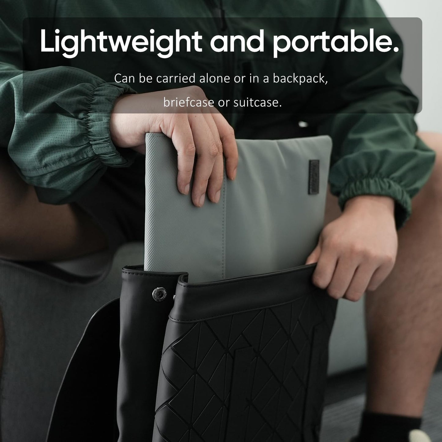 16.1" Portable Monitor Sleeve Bag, PU Leather Case for Travel Monitor Laptop, Grey