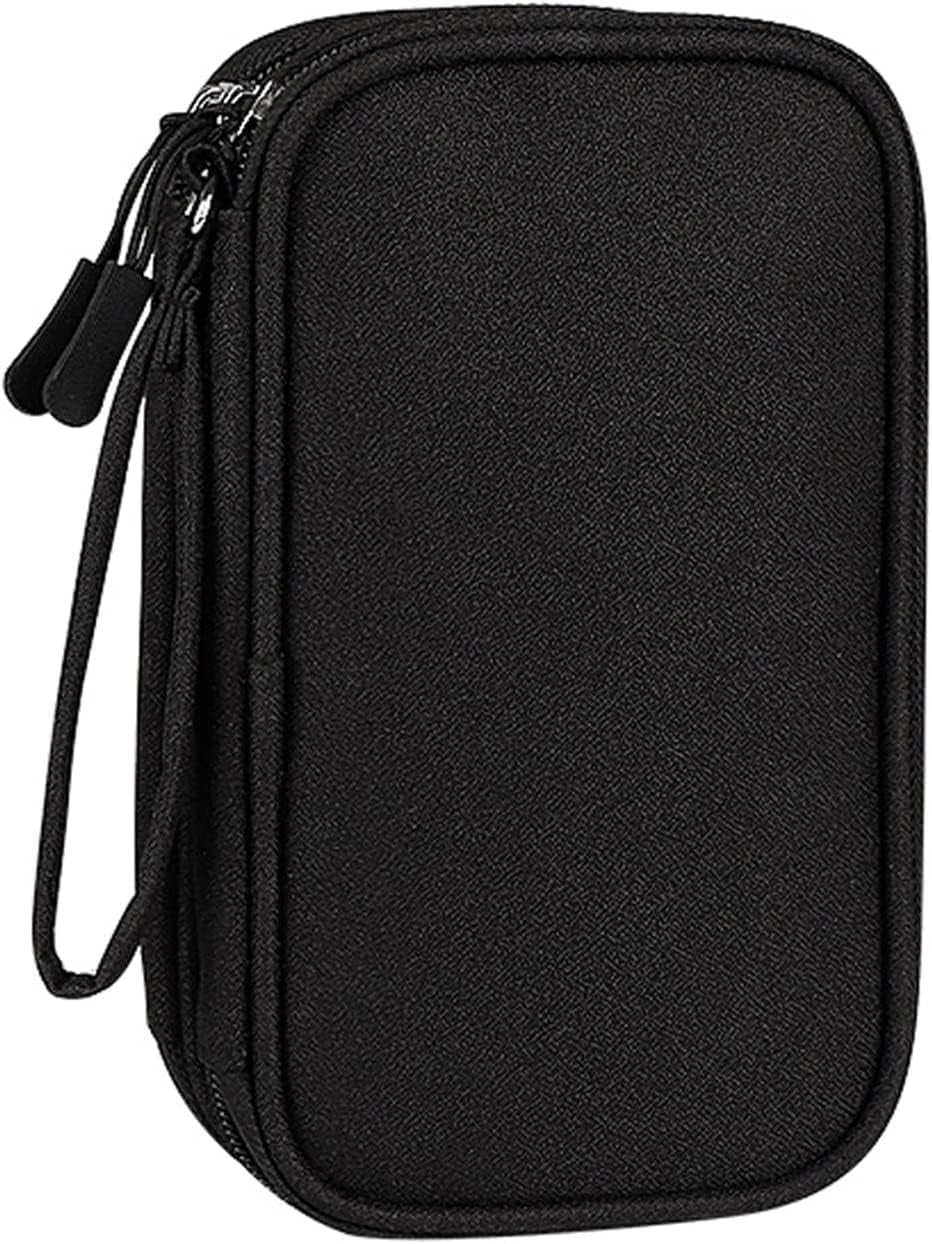 Travel Cable Organizer Pouch Electronic Accessories Carry Case Portable Waterproof Double Layers All-In-One Storage Bag for Cord, Charger, Phone, Earphone Black
