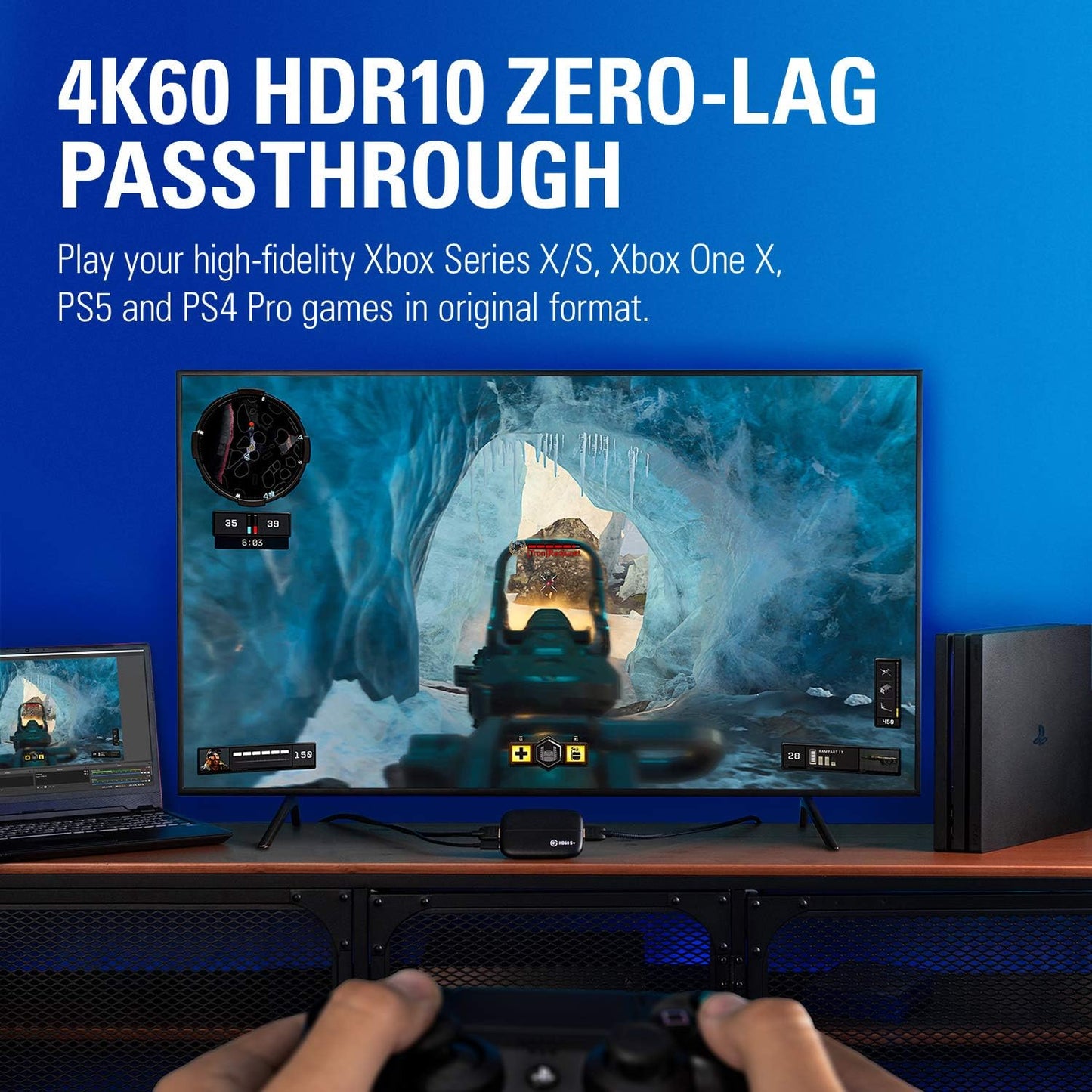 HD60 S+, External Capture Card, Stream and Record in 1080P60 HDR10 or 4K60 HDR10 with Ultra-Low Latency on PS5, Ps4/Pro, Xbox Series X/S, Xbox One X/S, in OBS and More, Works with PC and Mac