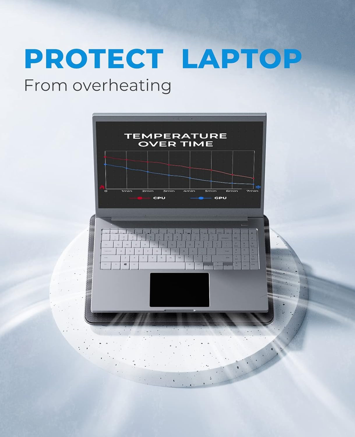 HV-F2056 15.6"-17" Laptop Cooler Cooling Pad - Slim Portable USB Powered (3 Fans), Black/Blue