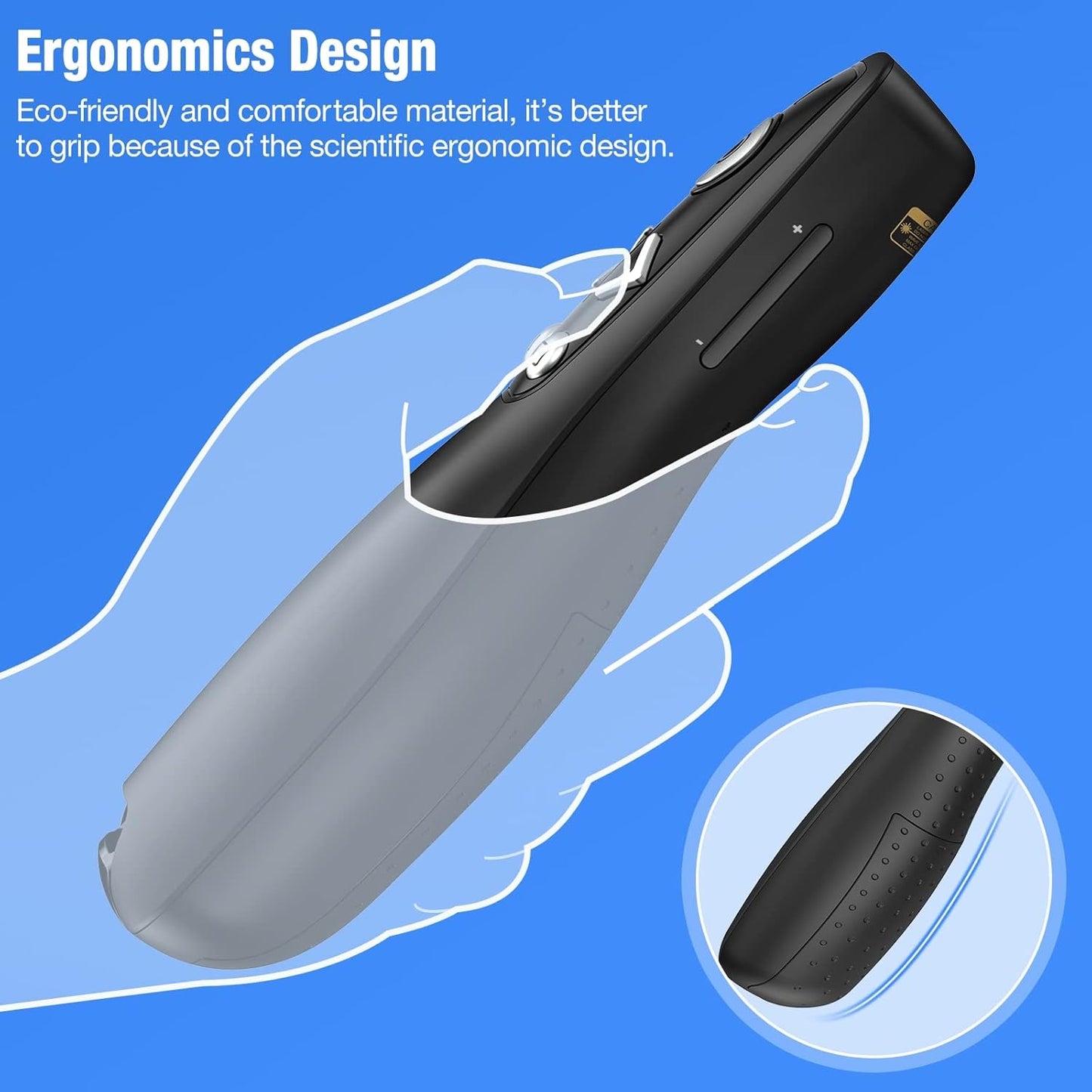 2-In-1 USB Type C Presentation Clicker Wireless Presenter Remote for Powerpoint, Powerpoint Clicker with Volume Control Powerpoint Slide Advancer for Mac, Computer, Laptop-E600