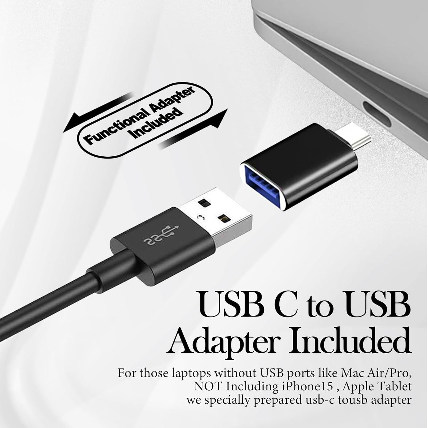 Computer Speakers for Desktop Monitor,Single Speakers for Desktop Pc,Laptop Speaker with Loud Sound,Volume Control Easily Clamps to Monitors(Usb-C to USB Adapter Included) (Black)