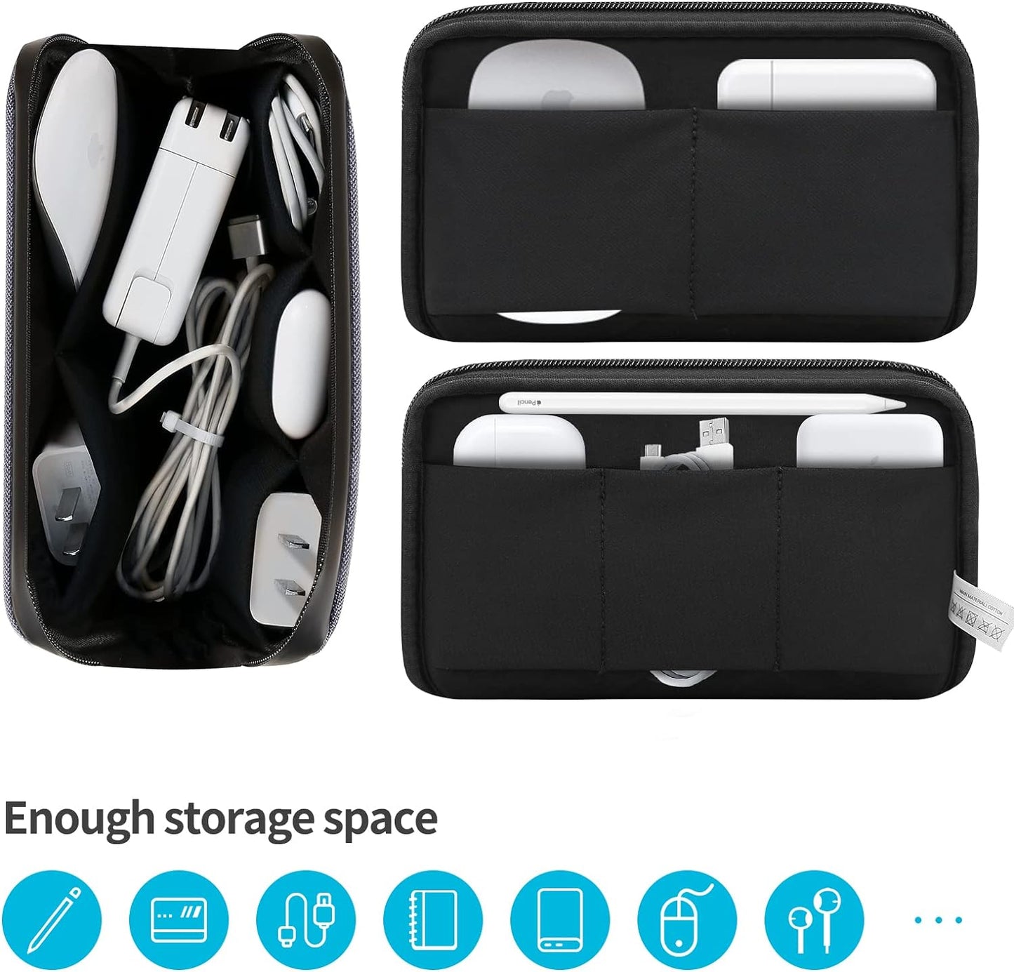 Electronic Organizer Travel Case β Waterproof Cable Bag for Cord, Charger, Hard Disk, Power Bank β Small Tech Storage for Travel, Backpack, Business Trip, Airplane (Blue)