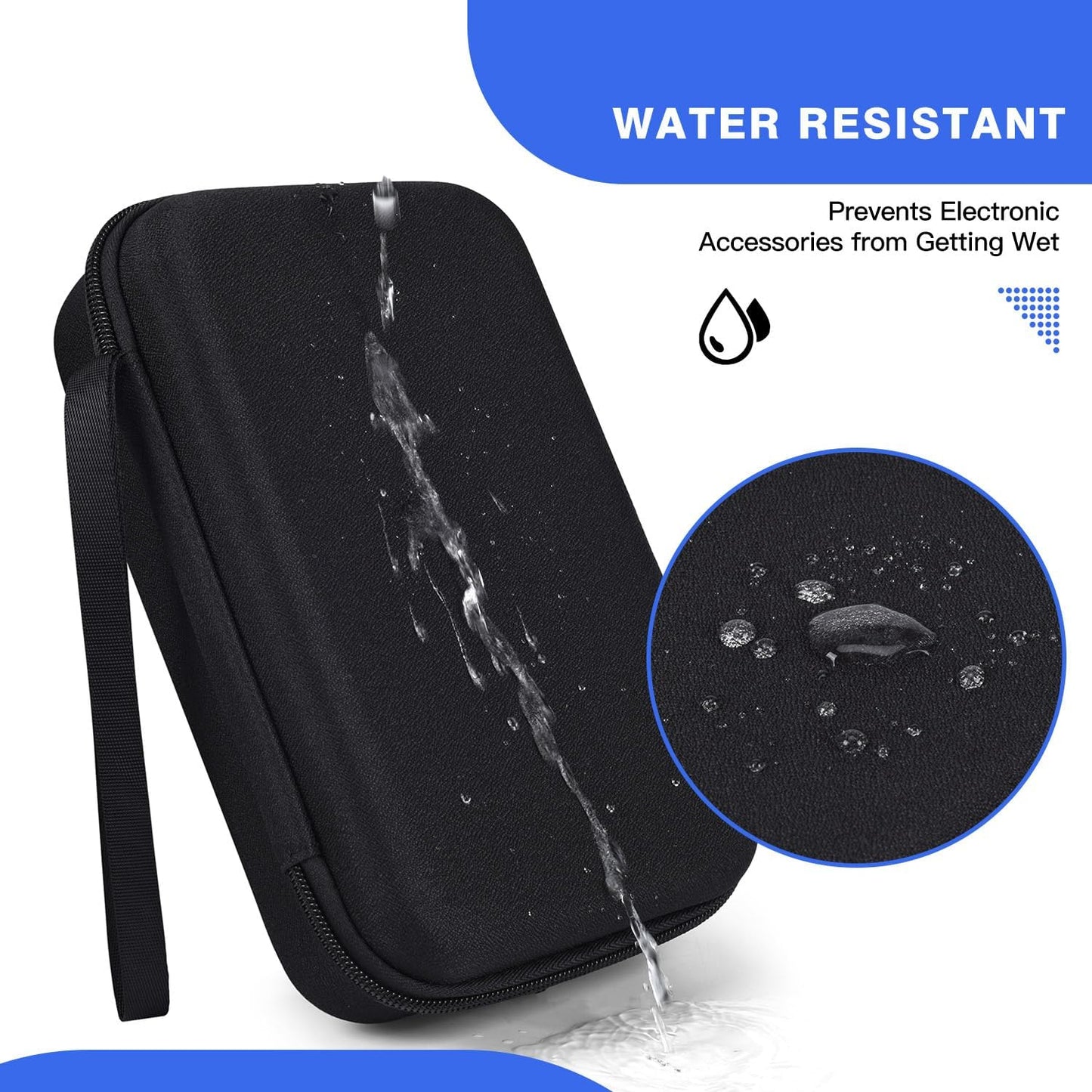 Hard Travel Electronic Organizer Case for Macbook Power Adapter Chargers Cables Power Bank Apple Magic Mouse Apple Pencil USB Flash Disk SD Card Hard Drive Waterproof Shockproof Carrying Bag, Black