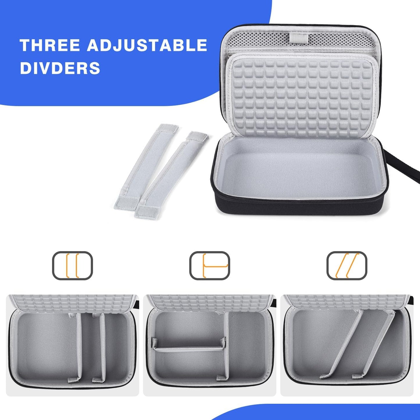 Hard Travel Electronic Organizer Case for Macbook Power Adapter Chargers Cables Power Bank Apple Magic Mouse Apple Pencil USB Flash Disk SD Card Hard Drive Waterproof Shockproof Carrying Bag, Black