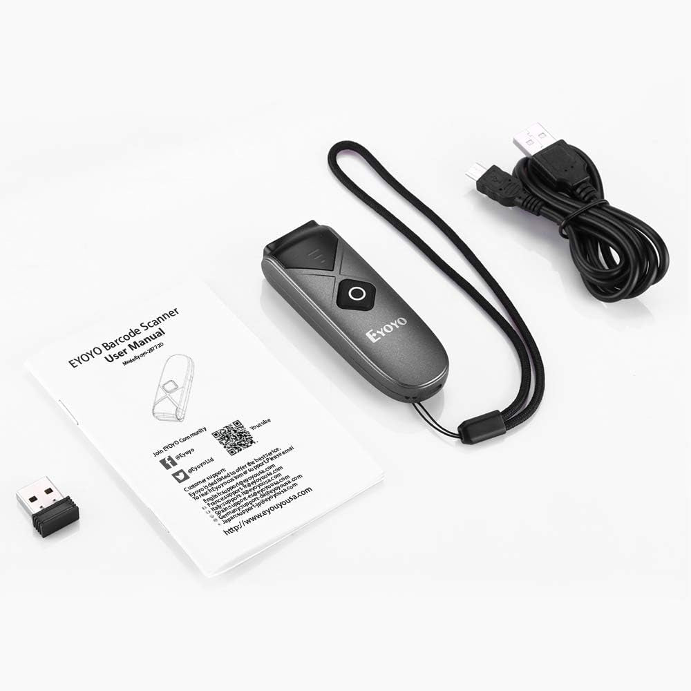 Bluetooth 2D&1D Barcode Scanner, Portable Wireless Mini Barcode Reader with 2.4G Wireless/Bluetooth/Usb Wired Connection QR Code Scanner Compatible with Pad, Phone, Android, Tablet PC