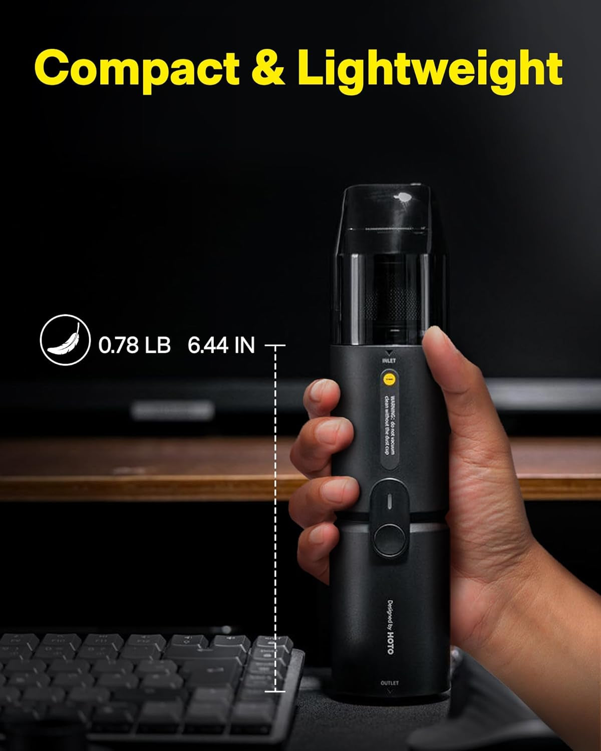 Handheld Vacuum Cleaner Cordless, Desk Vacuum Cleaner Compressed Electric Air Duster 15000Pa Suction, 4-In-1 Portable Vortex Vacuum Dust Buster Air Blower for Computer, Keyboard