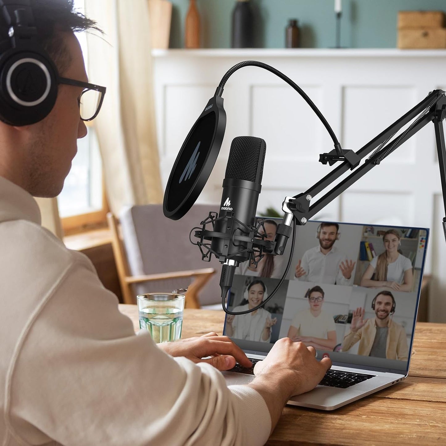 USB Microphone, 192Khz/24Bit Plug & Play PC Computer Podcast Condenser Cardioid Metal Mic Kit with Professional Sound Chipset for Recording, Gaming, Singing, Youtube (AU-A04)