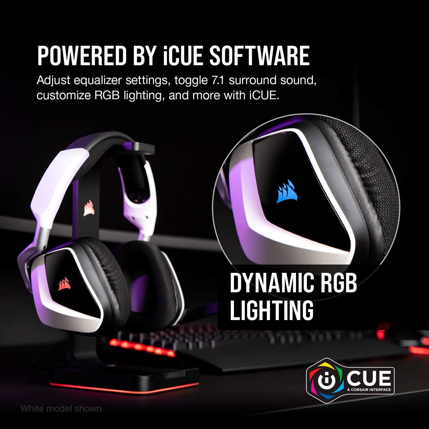 VOID RGB ELITE Wireless Gaming Headset β 7.1 Surround Sound β Omni-Directional Microphone β Microfiber Mesh Earpads β up to 40Ft Range β Icue Compatible β PC, Mac, PS5, PS4 β Carbon