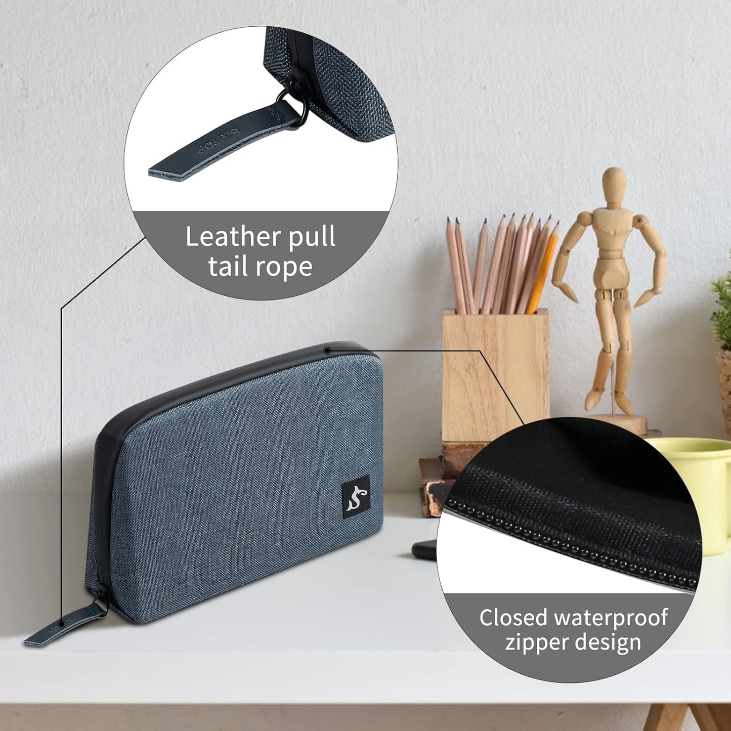 Electronic Organizer Travel Case β Waterproof Cable Bag for Cord, Charger, Hard Disk, Power Bank β Small Tech Storage for Travel, Backpack, Business Trip, Airplane (Blue)
