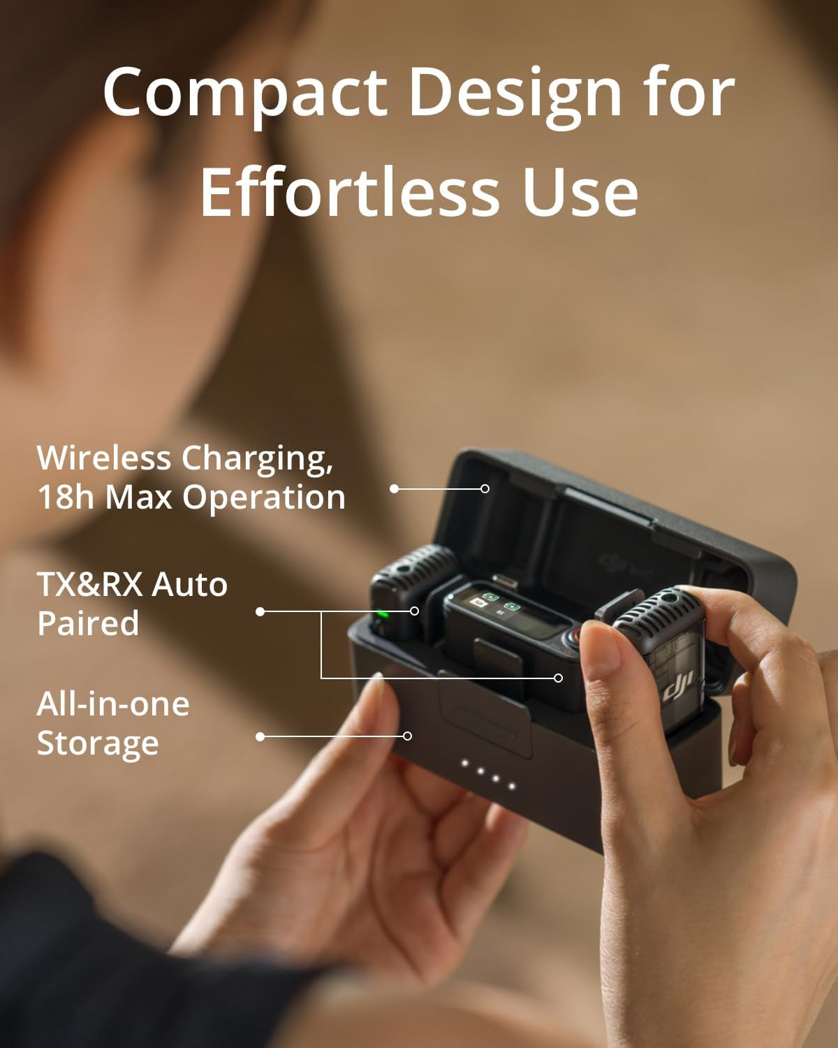 Mic 2 (2 TX + 1 RX + Charging Case), Wireless Lavalier Microphone, Intelligent Noise Cancelling, 32-Bit Float Internal Recording, 820 Ft.(250M) Range, Microphone for Iphone, Android, Camera