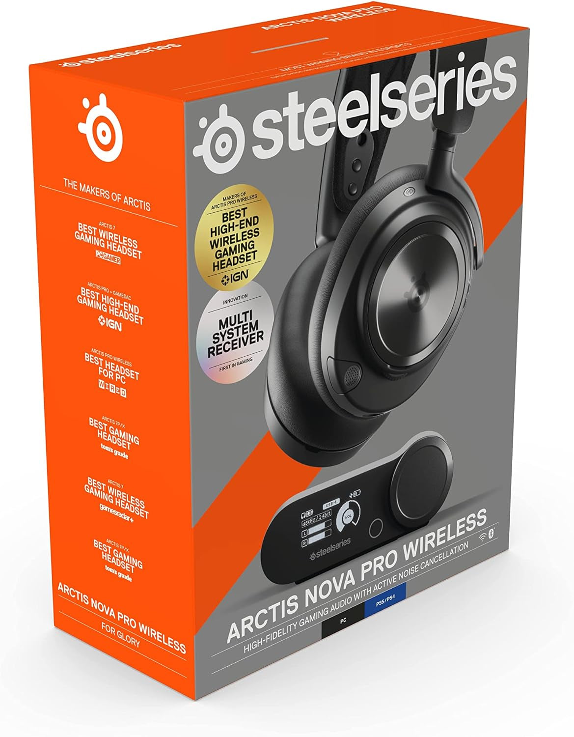 Arctis Nova Pro Wireless Multi-System Gaming Headset - Premium Hi-Fi Drivers - Active Noise Cancellation - Infinity Power System - Stealth Retractable Mic - PC, PS5/PS4, Switch, Mobile