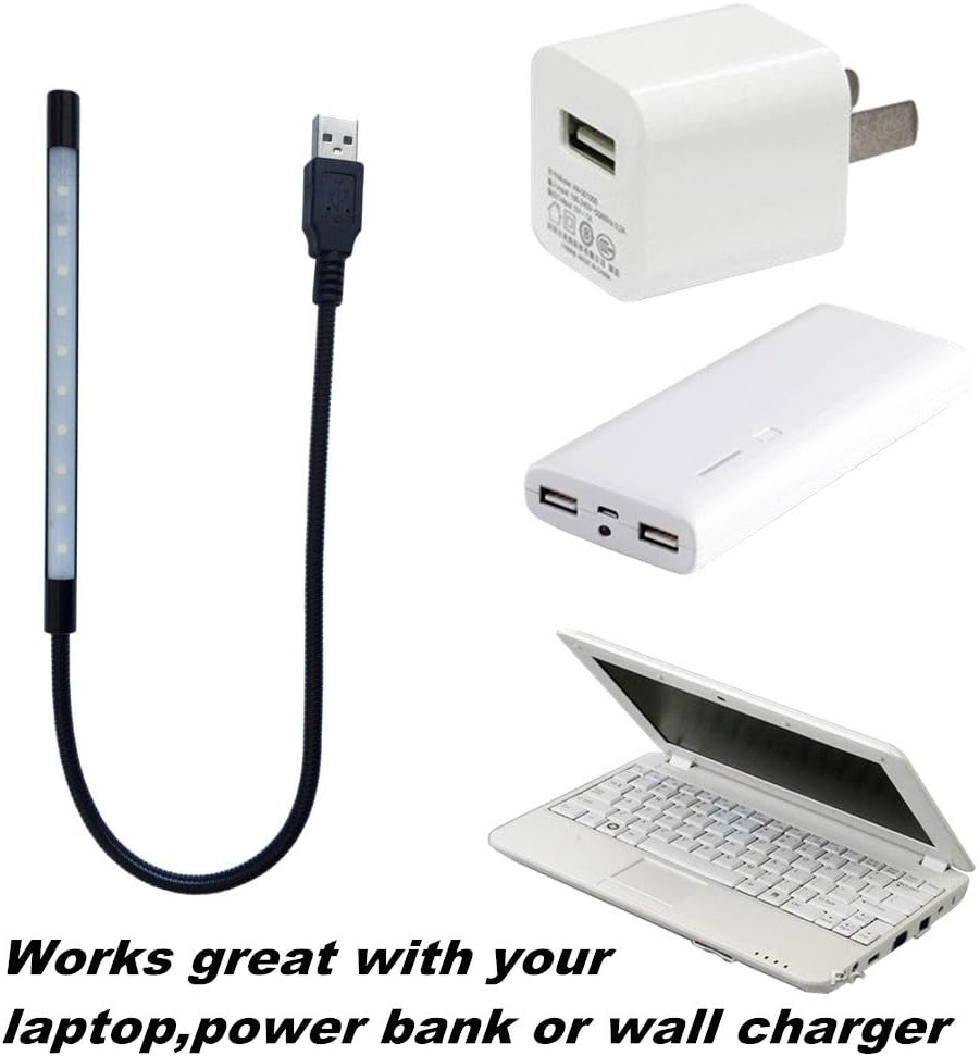 Keyboard Light Laptop Lamp USB LED 5V 1W 10 LED Long Gooseneck Touch Dimmer Lamp (Black)