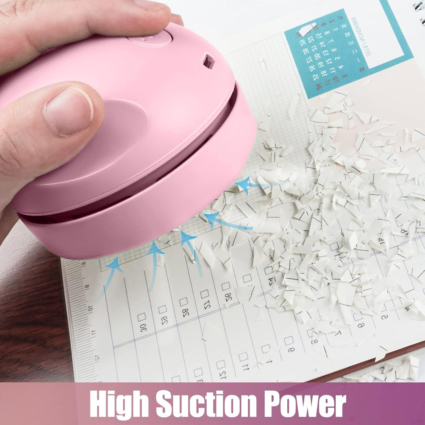 Portable Desktop Vacuum Cleaner, USB Charging, Pink, Best for Cleaning Dust, Crumbs, Piano, Computer, Car Etc.