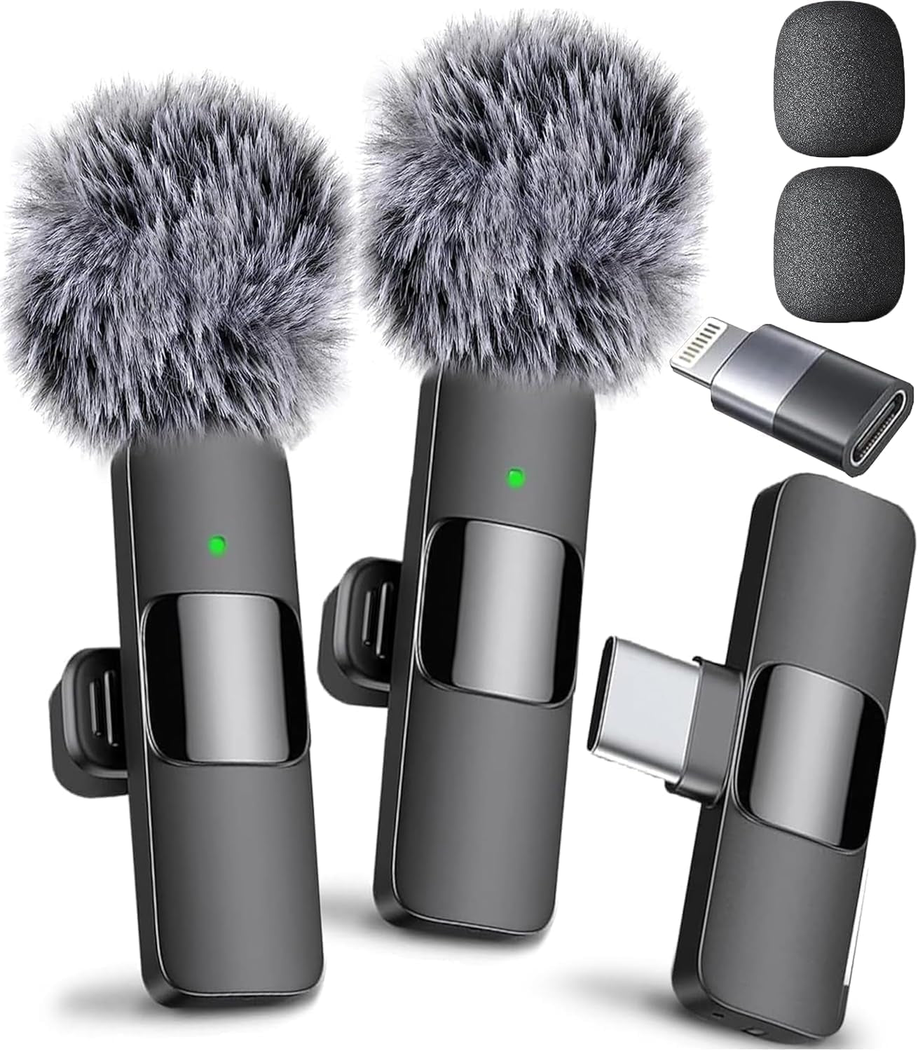 (Newest Model), Wireless Microphone for Iphone, Ipad, Android, Lavalier Microphone for Video Recording - 2 Pack Iphone Mic Crystal Clear Recording with USB-C for Podcast, ASMR