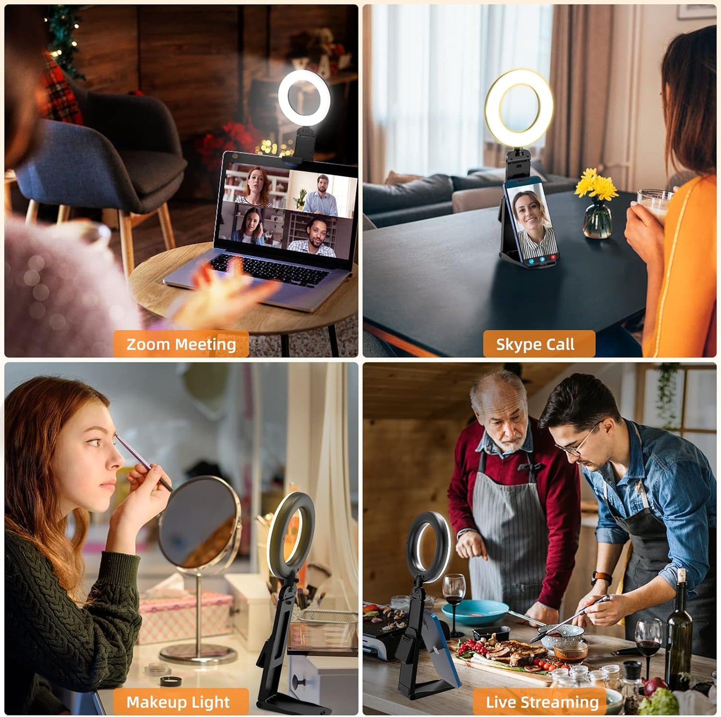 Ring Light for Laptop Desk Clip On,Small Computer Video Conference Lighting with Stand for Phone/Webcam/Monitor,5" Portable Mini LED Selfie Light Desktop for Zoom Meeting/Video Call/Recording