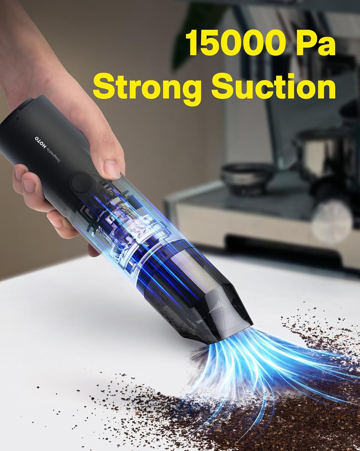 Handheld Vacuum Cleaner Cordless, Desk Vacuum Cleaner Compressed Electric Air Duster 15000Pa Suction, 4-In-1 Portable Vortex Vacuum Dust Buster Air Blower for Computer, Keyboard