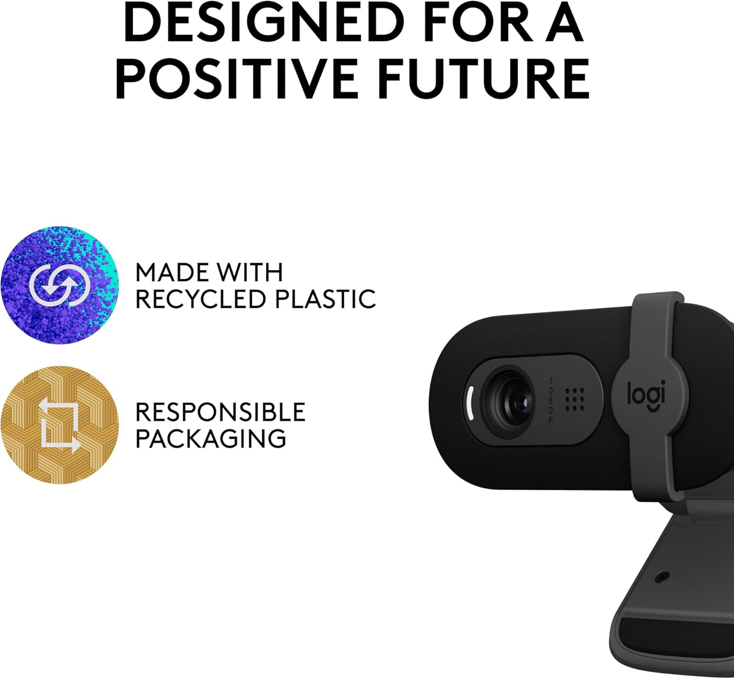 Brio 101 Full HD 1080P Webcam Made for Meetings and Works for Streaming — Auto-Light Balance, Built-In Mic, Privacy Shutter, USB-A, for Microsoft Teams, Google Meet, Zoom, and More - Black